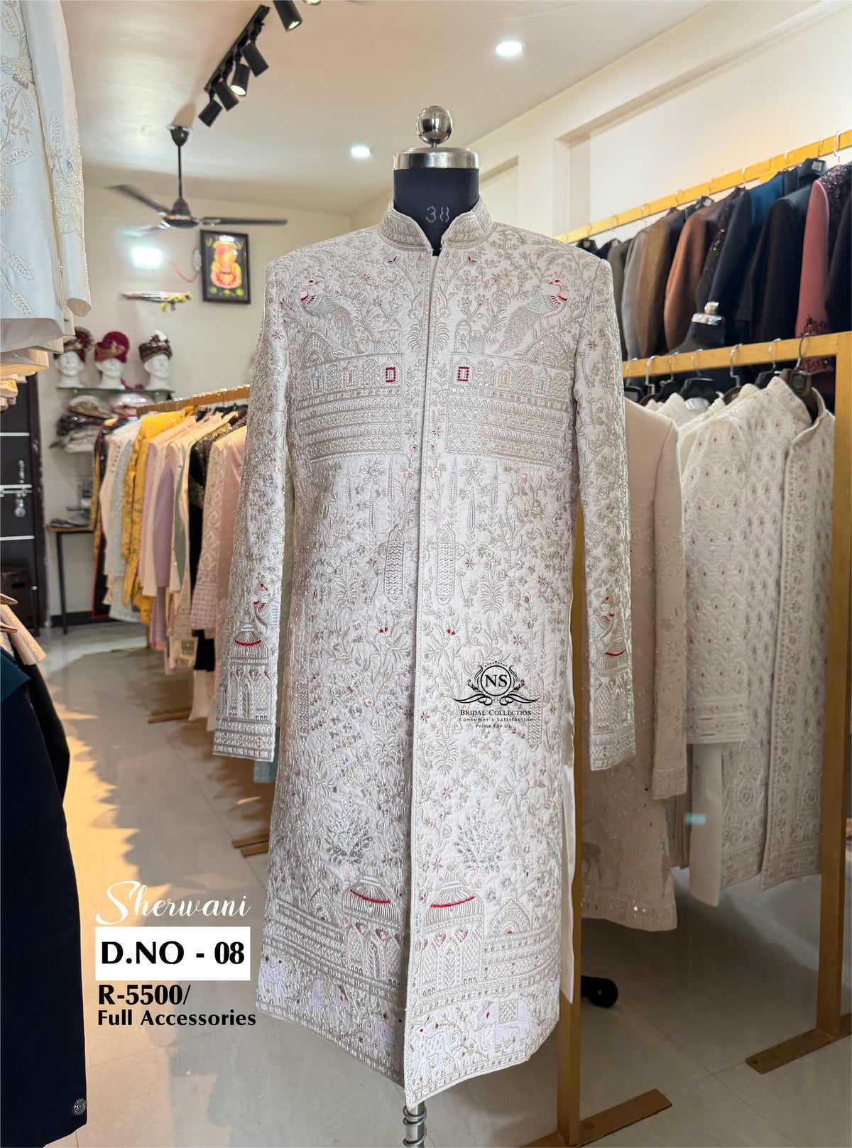 Rose Gold Peacock Embroidered Sherwani - D.NO. 08 for groom – NS Bridal & Groom Collection