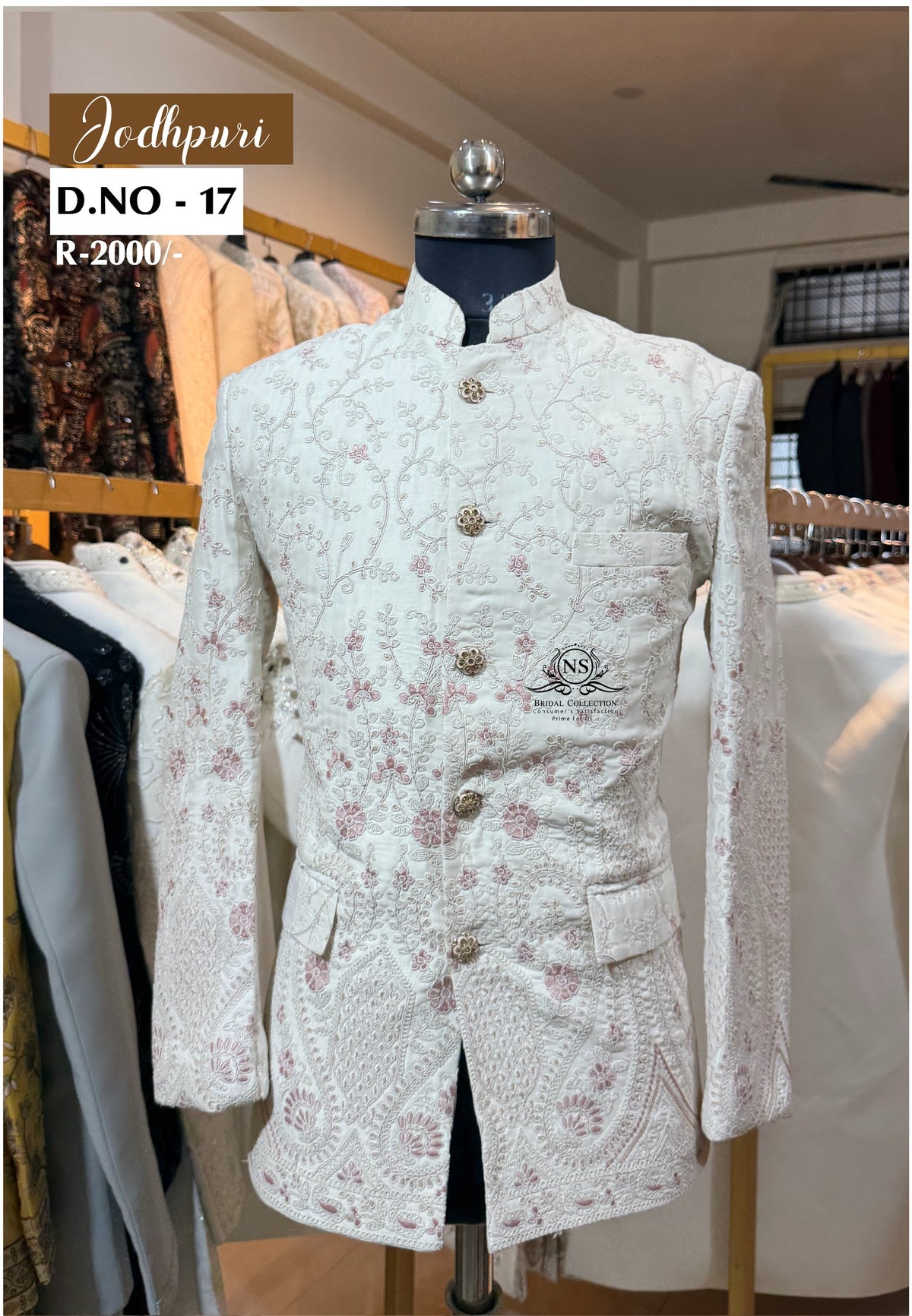 Pink and White Dual-Tone Bandhgala Jodhpuri Suit - NS Bridal & Groom Collection
