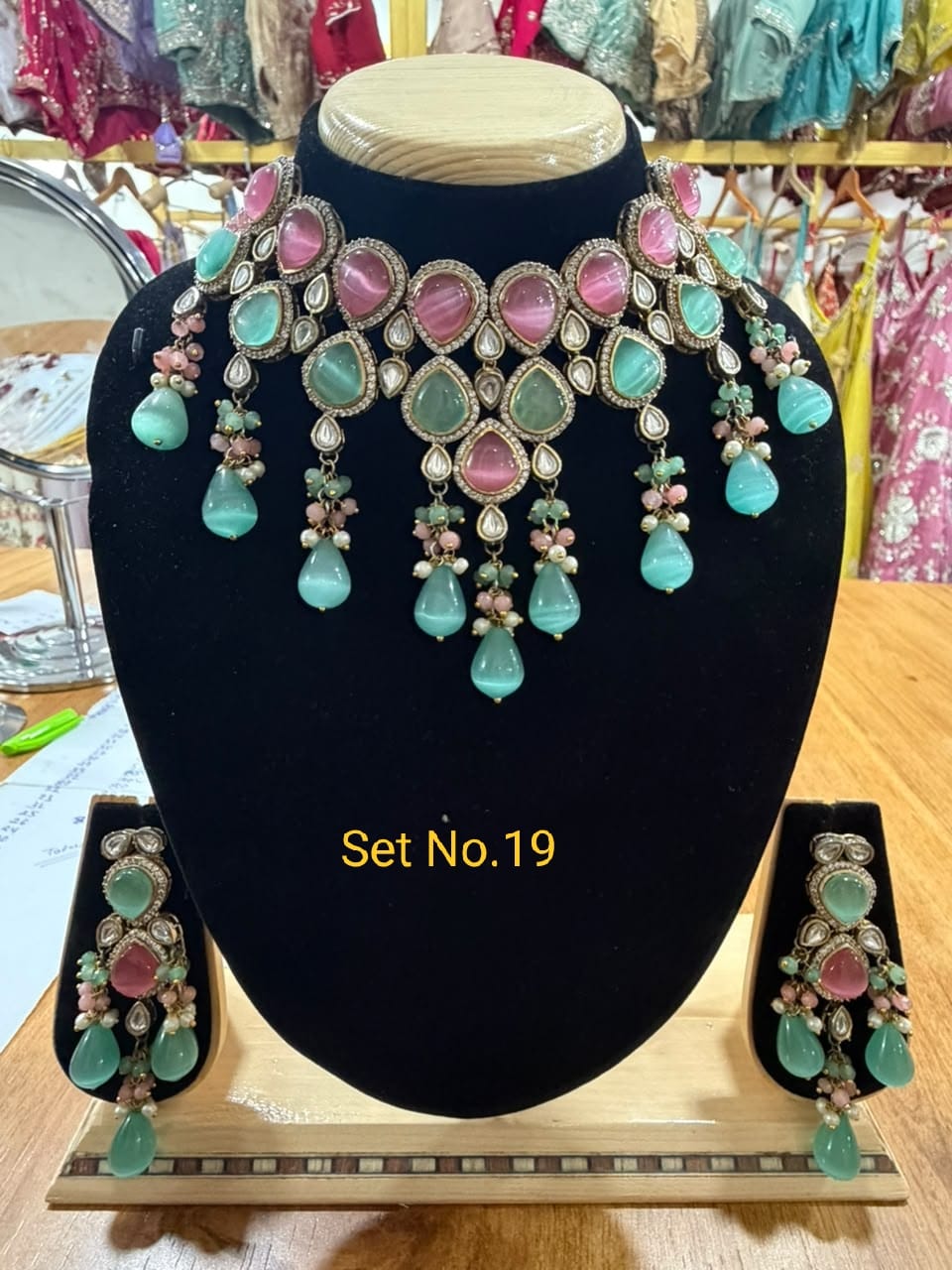 Elegant Pastel Kundan Jewellery Set no - 19