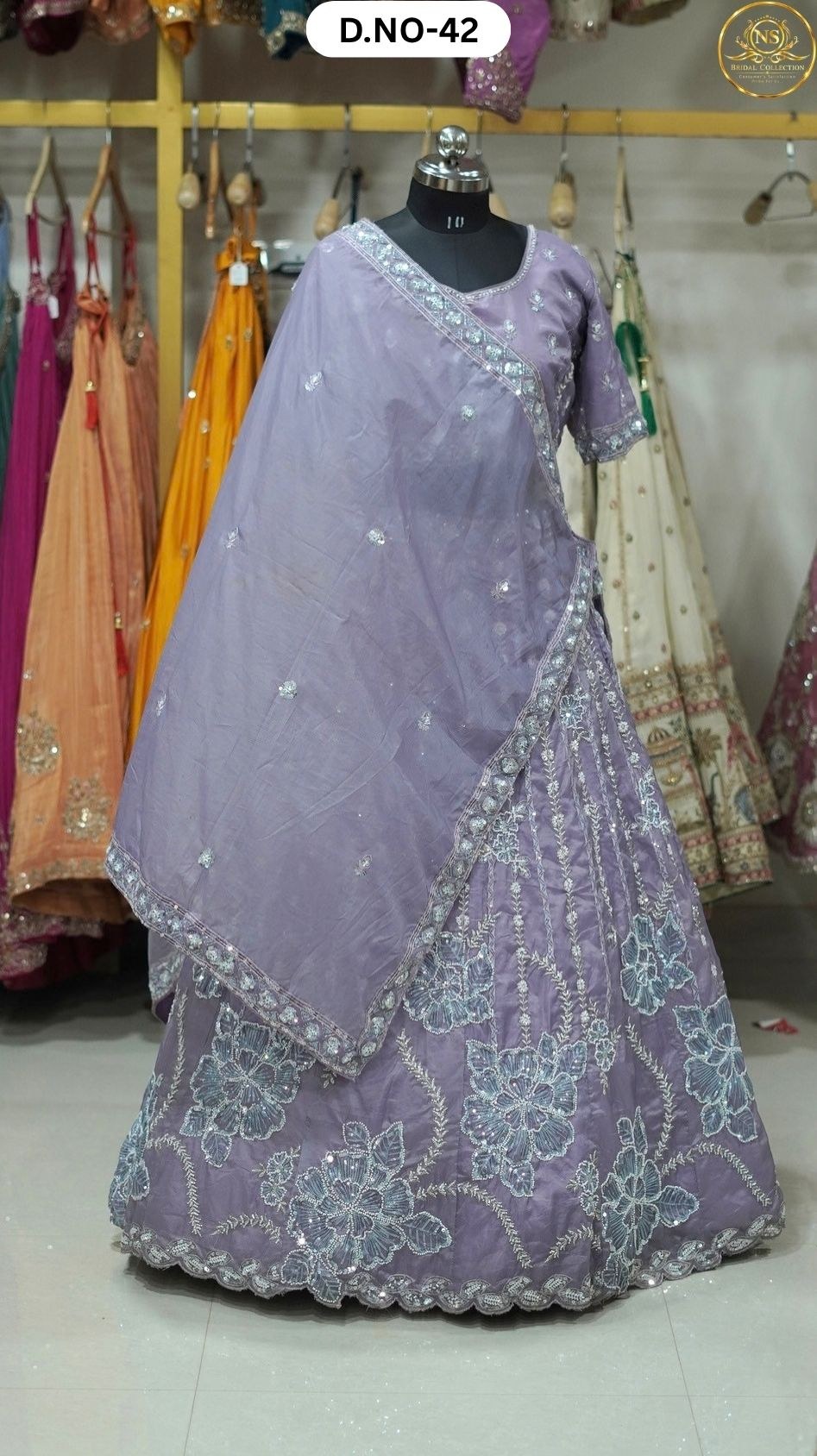 Light Purple White Work Sider Lehenga – D.NO. 42 – NS Bridal & Groom Collection