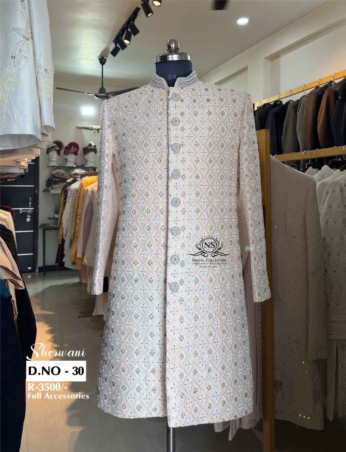 Rose Gold Star Motif Handwork Sherwani - D.NO. 30 for groom – NS Bridal & Groom Collection