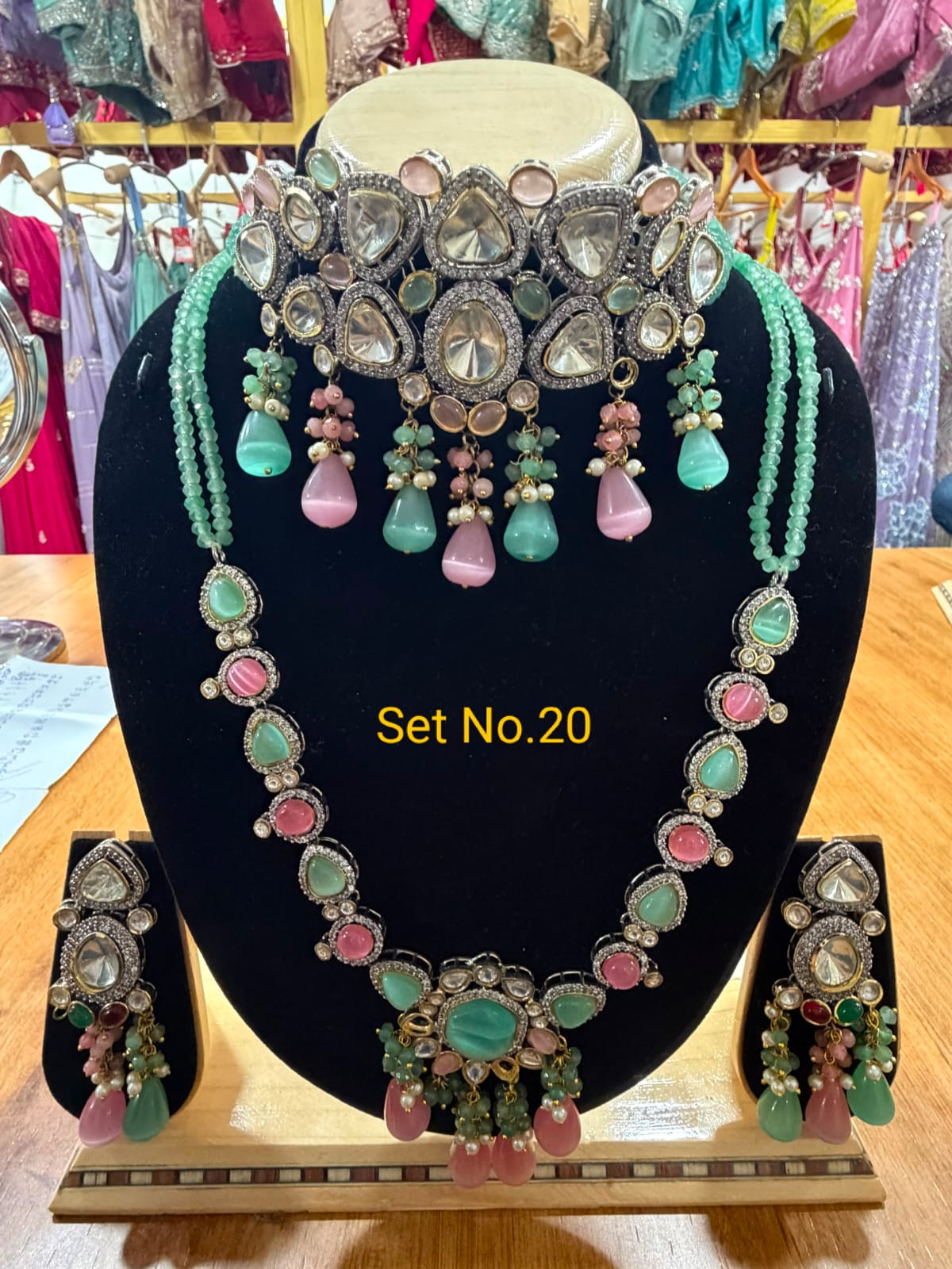 Elegant Pastel Kundan Necklace Set No - 20