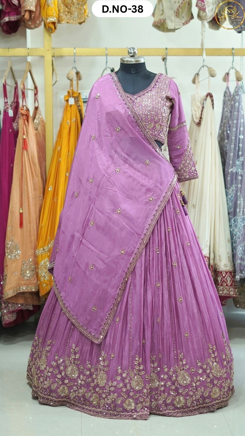 Light Purple Full Slives Handwork Sider Lehenga – D.NO. 38 – NS Bridal & Groom Collection
