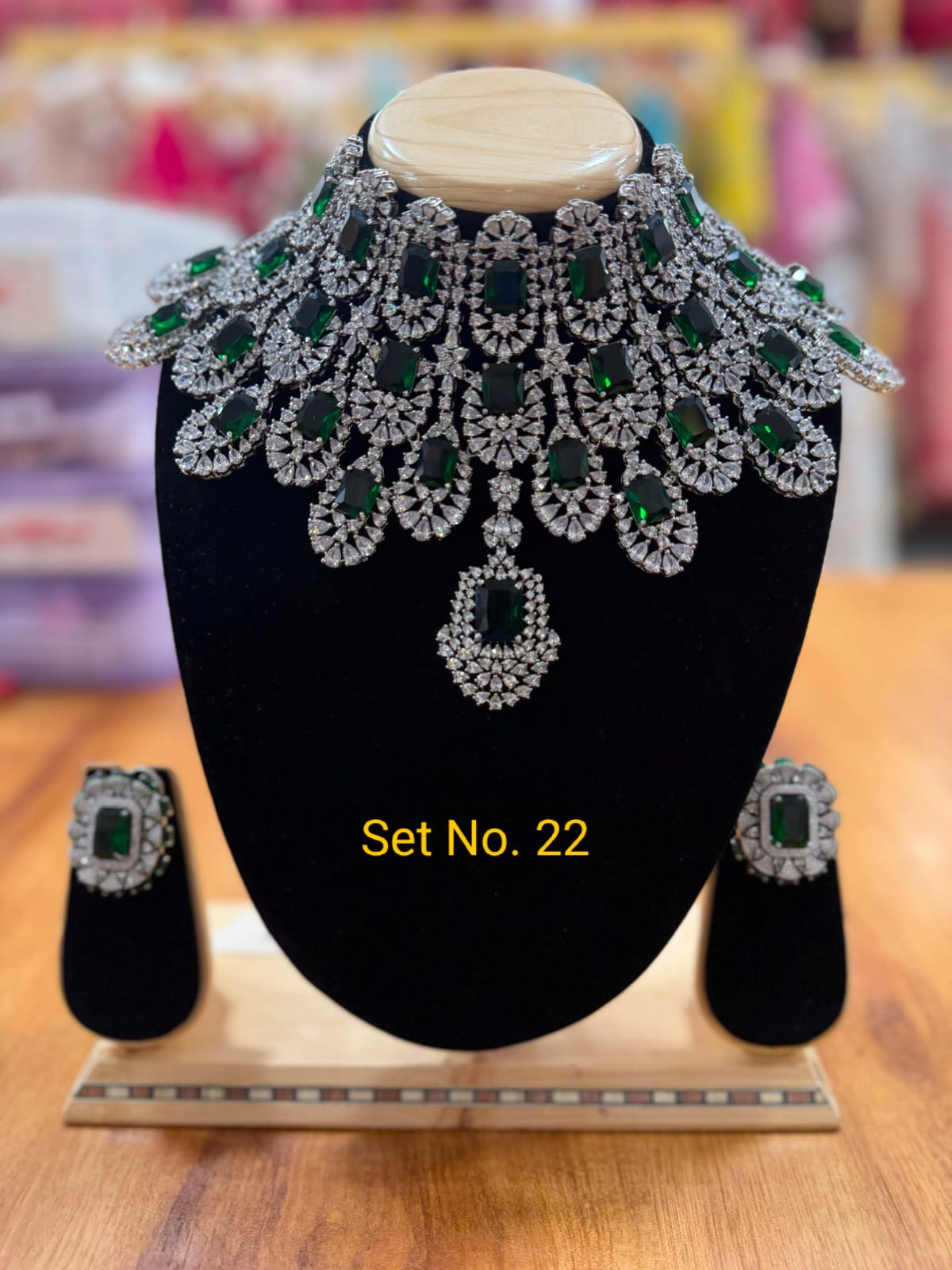Emerald Crystal Statement Jewellery Set No - 22