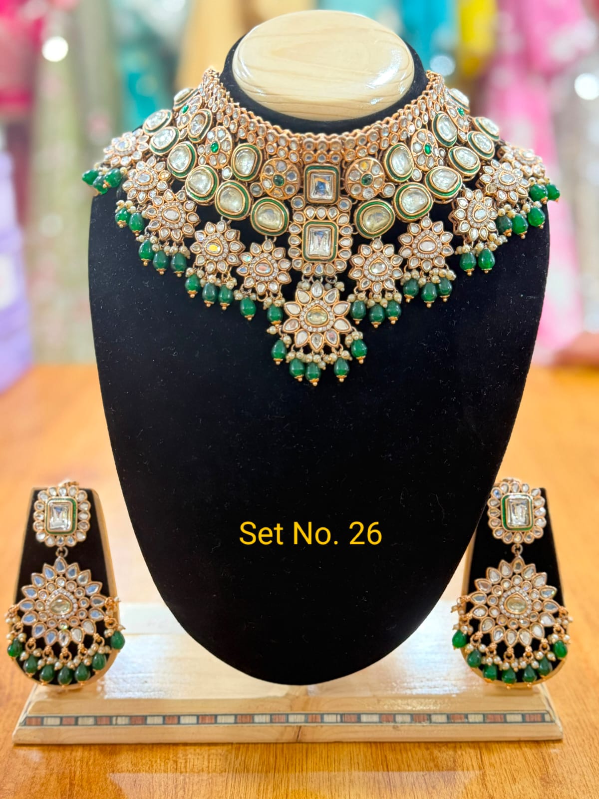 Elegant Emerald Kundan Bridal Set No - 26