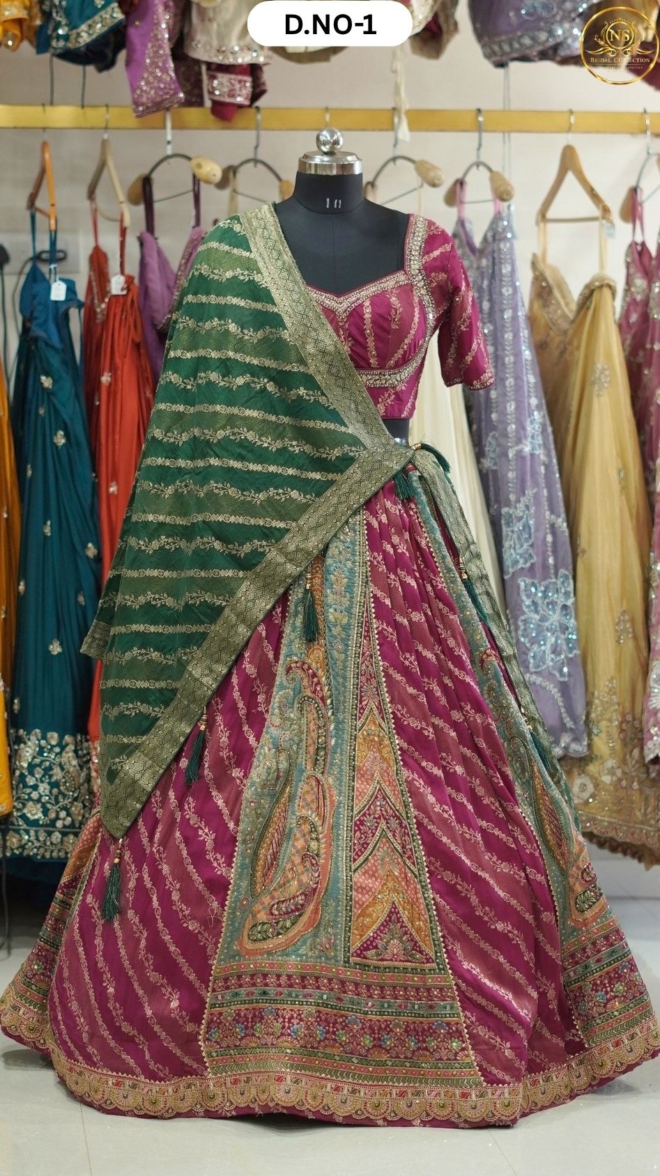 Majenta Rajasthani Pattern Sider Lehenga – D.NO. 01 – NS Bridal & Groom Collection