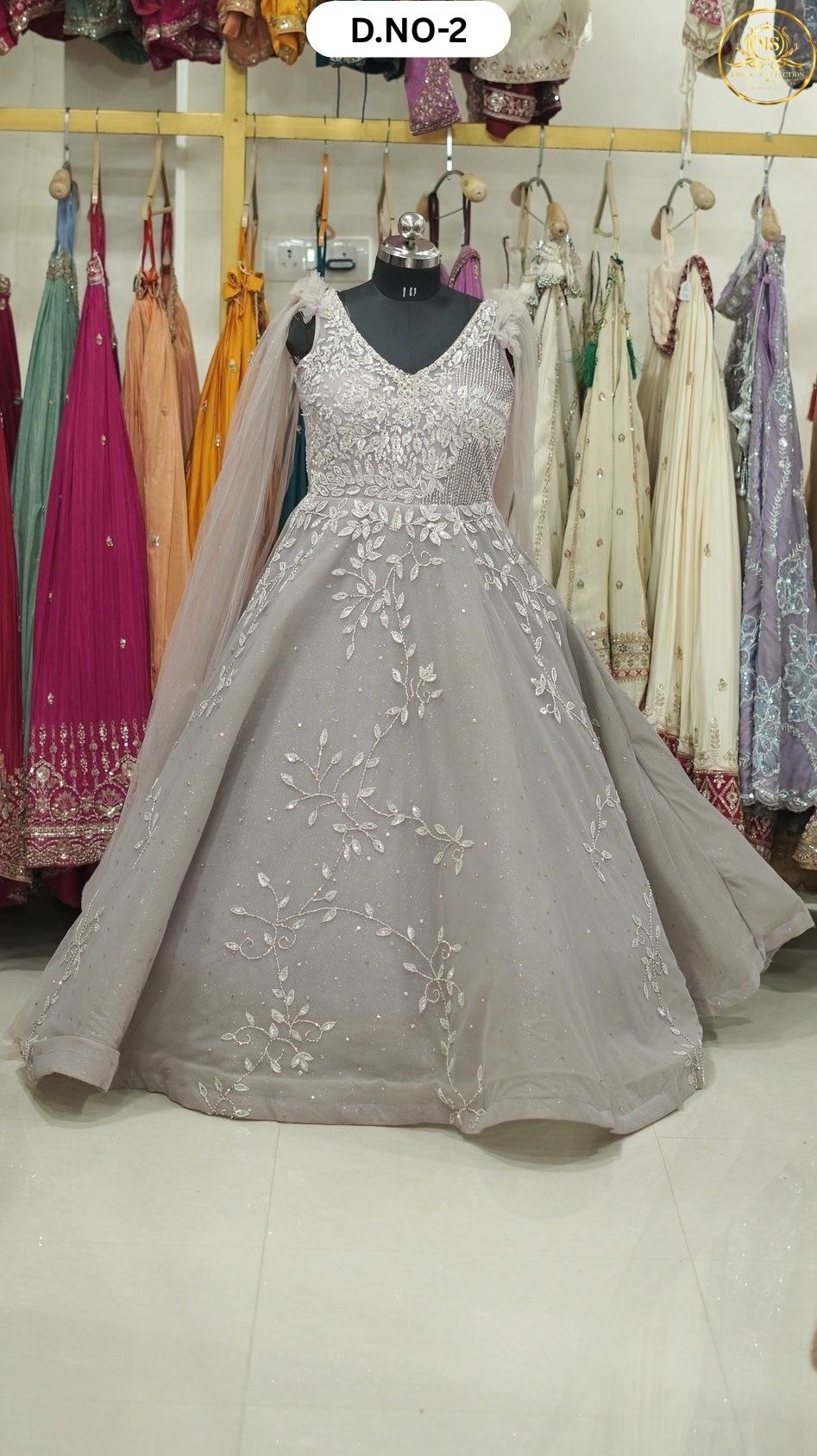 Pink Purplr Heavy Flair Evening Gown – D.NO. 02 – NS Bridal & Groom Collection