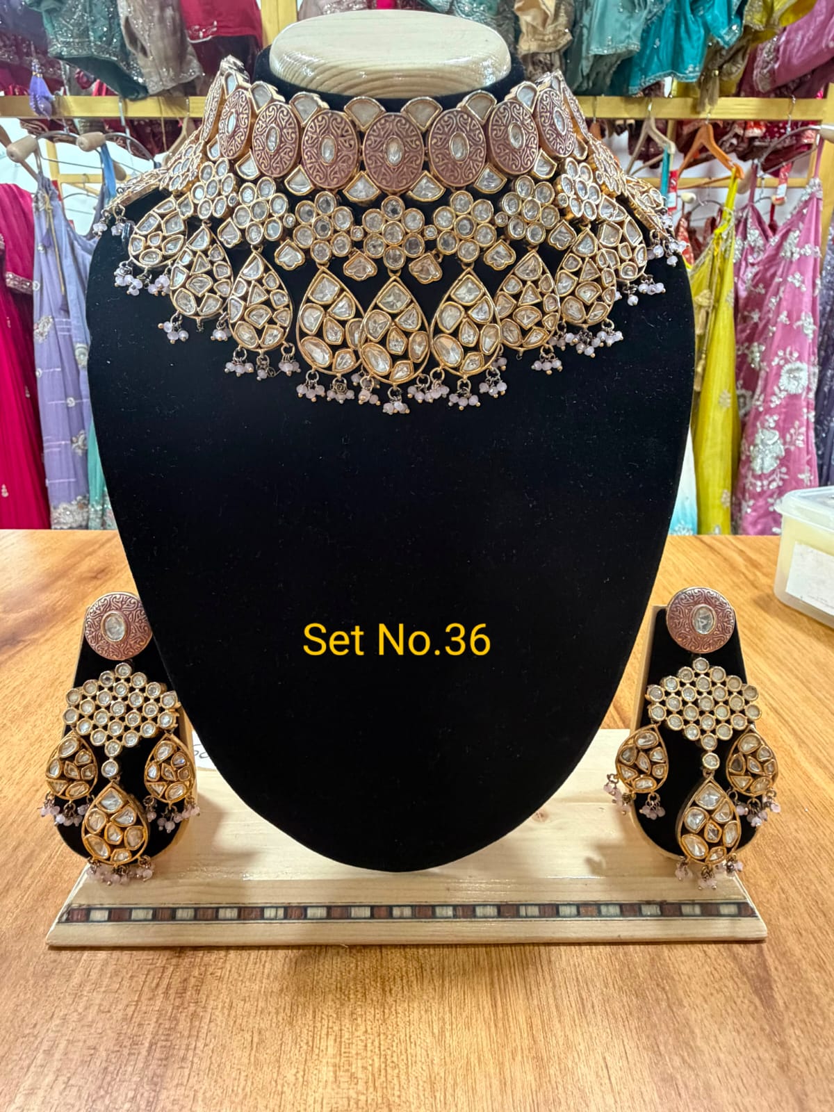 Pastel Pink Meenakari &amp; Kundan Statement Choker Set No - 36