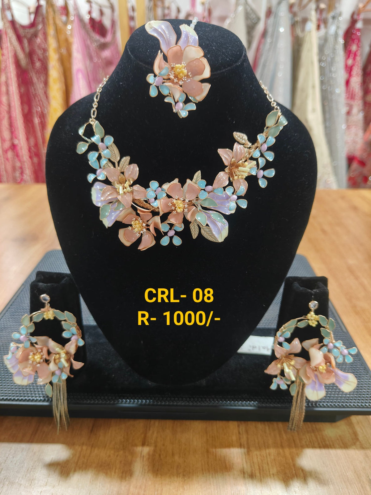 Rezin Art Multi Leaf Floral Jewellery Set – CRL-J-08 – NS Bridal & Groom Collection
