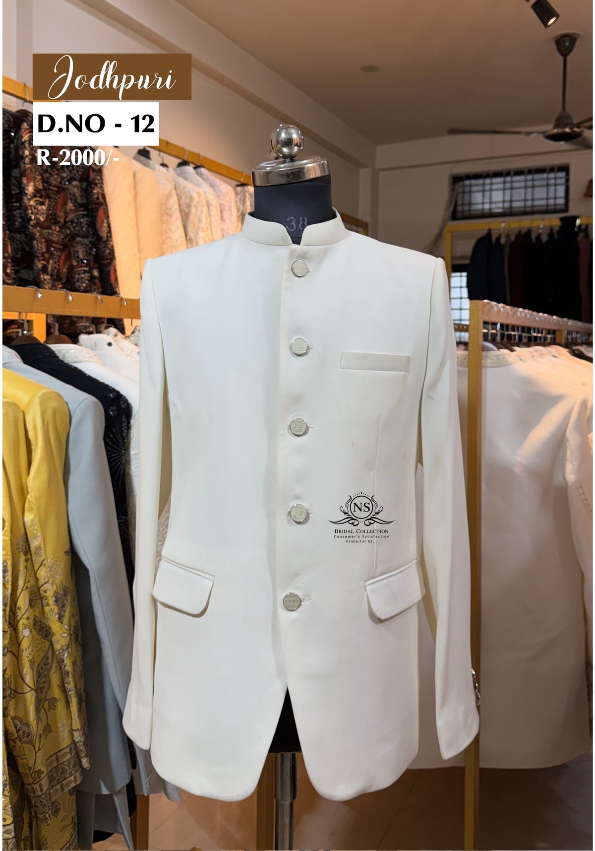 Pristine White Plain Bandhgala Jodhpuri Suit - NS Bridal & Groom Collection