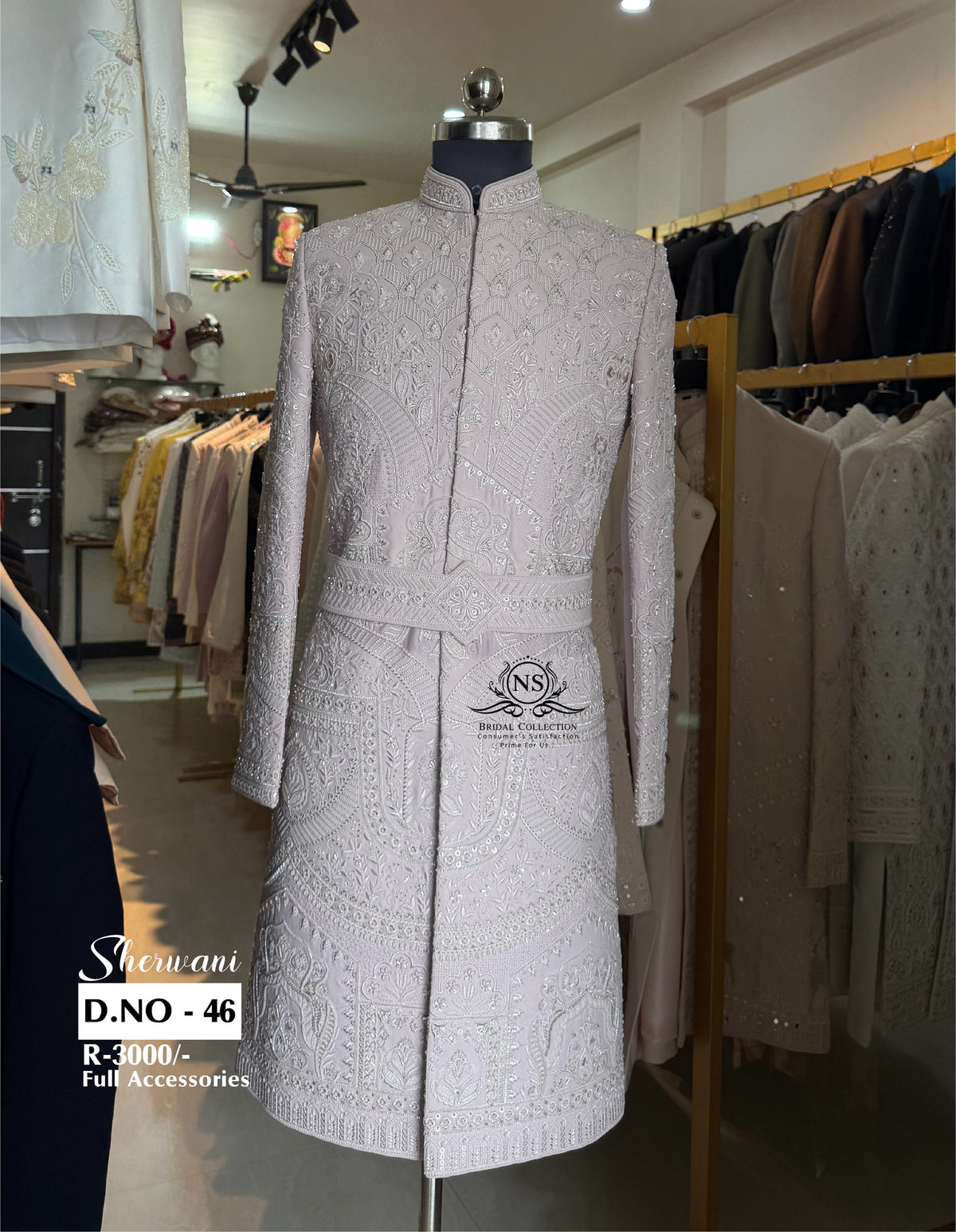 Lavender Bead Work Sherwani with Belt - D.NO. 46 for groom – NS Bridal & Groom Collection
