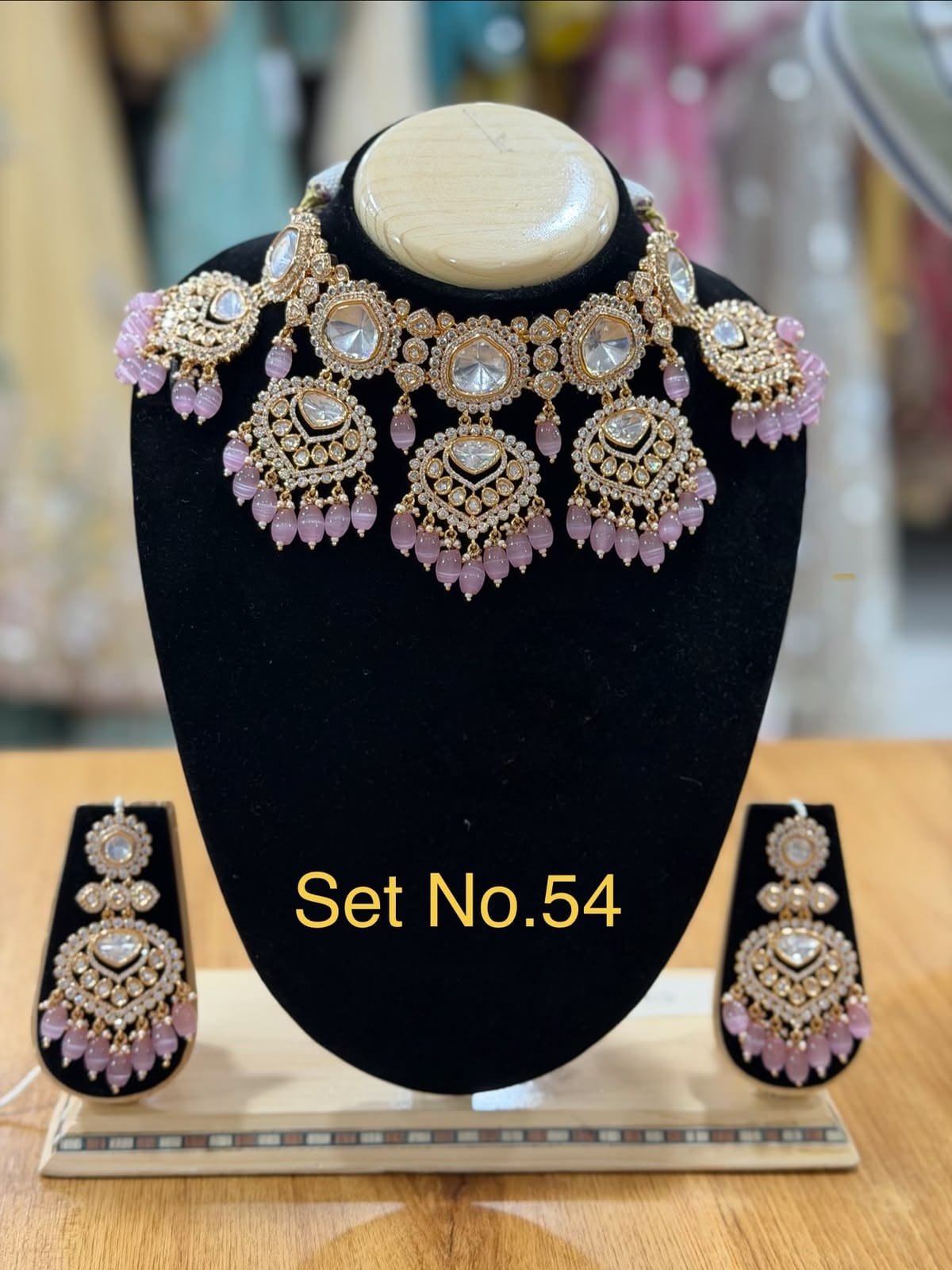 Royal Pastel Pink Kundan Choker Set with Heart-Shaped Medallions Set No - 54