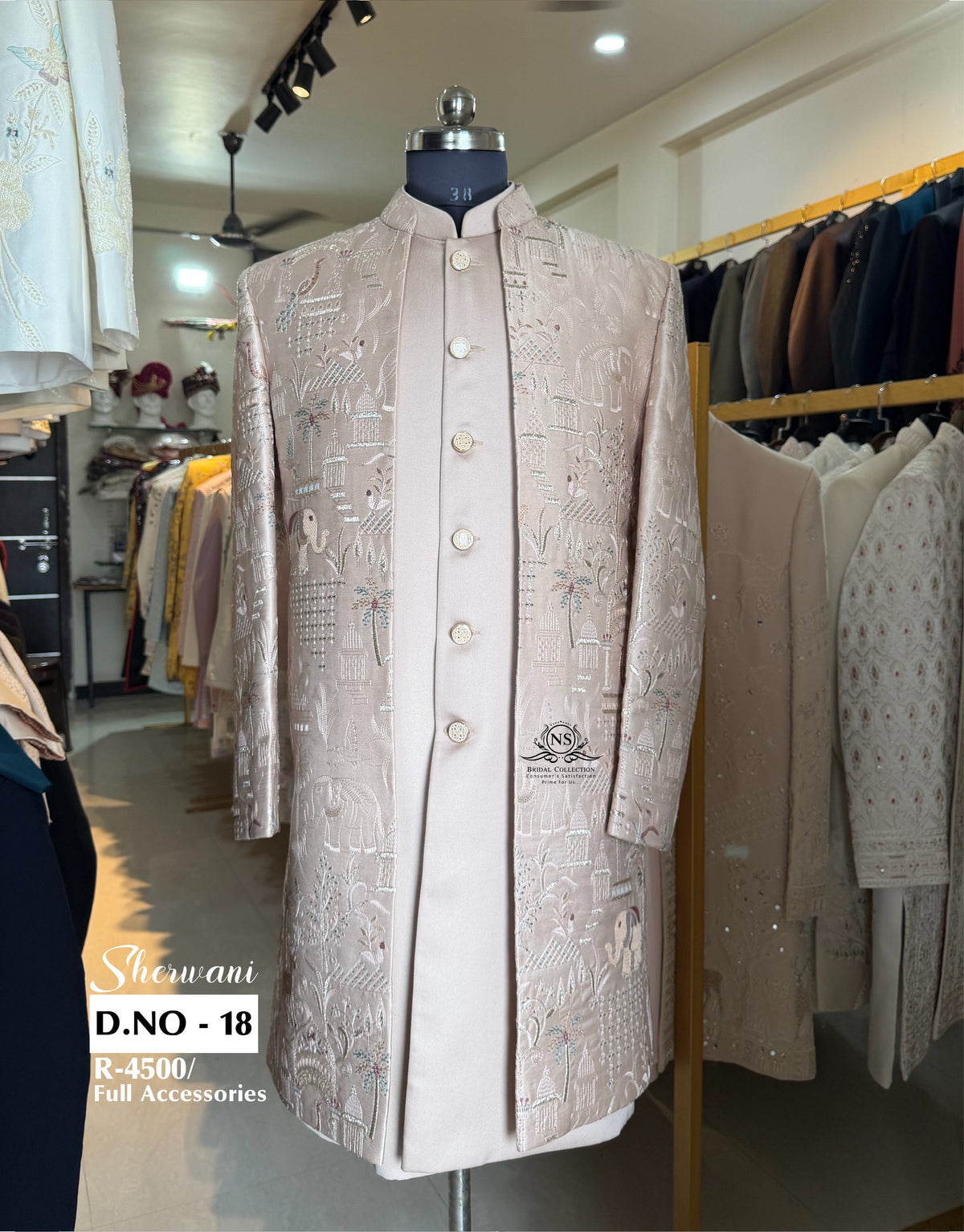 Peach Indo-Western Sherwani - D.NO. 18 for groom – NS Bridal & Groom Collection
