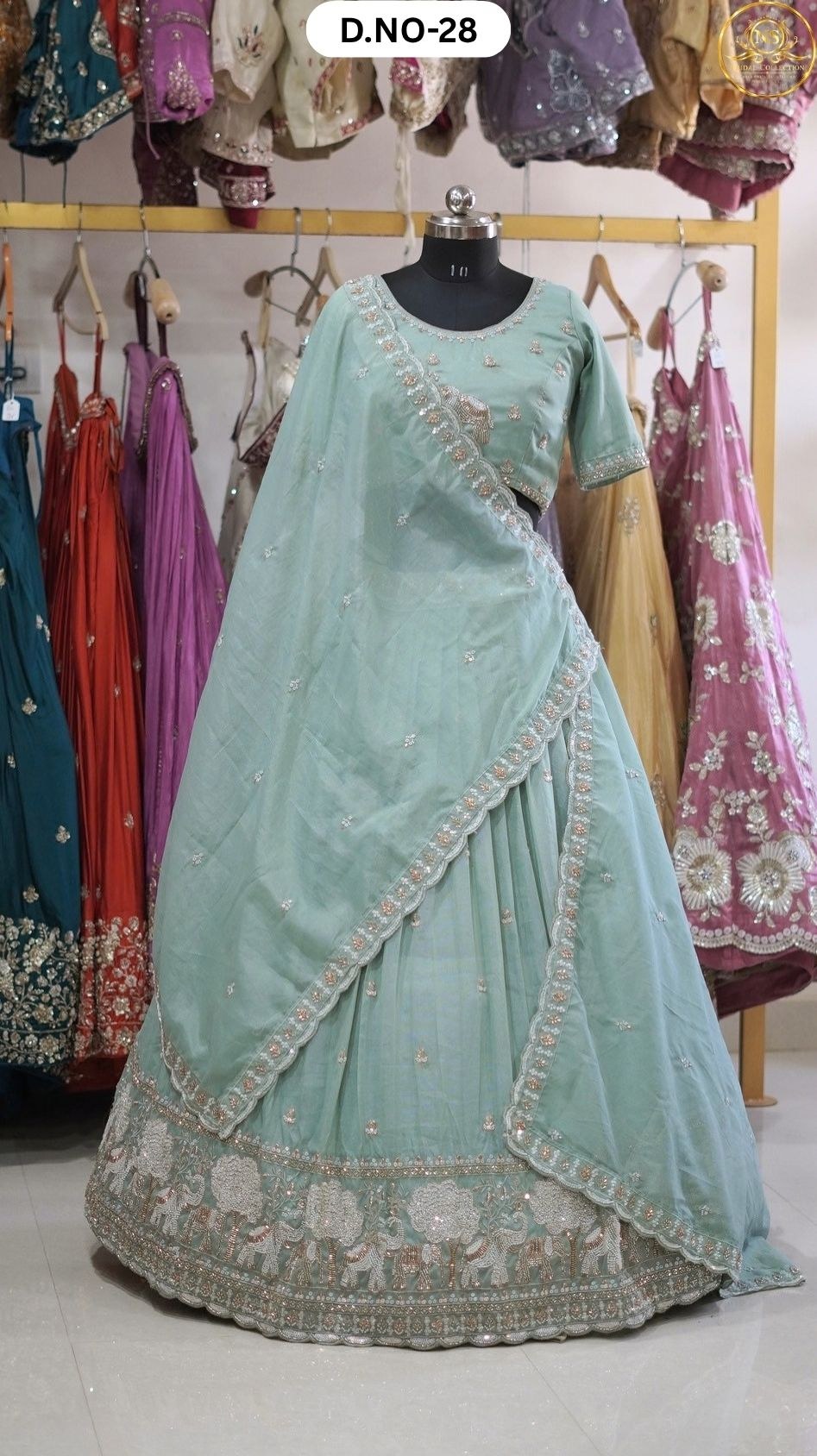 Sea Green Pure Handwork Sider Lehenga – D.NO. 28 – NS Bridal & Groom Collection