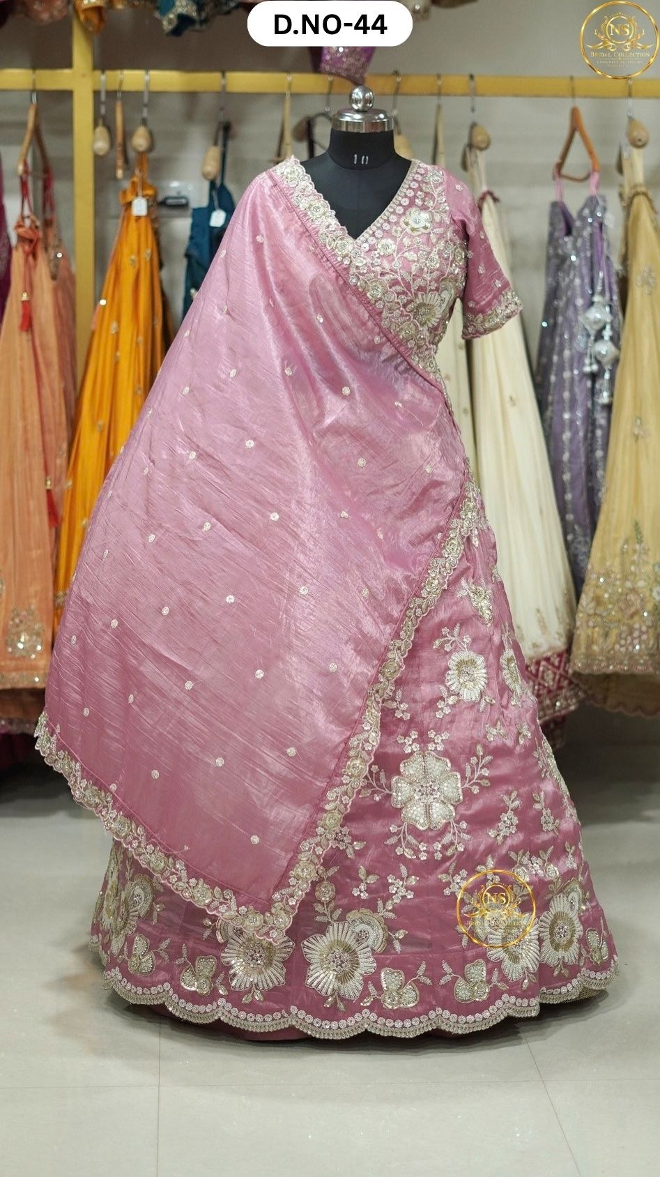 Pink Sequence Heavy Handwork Sider Lehenga – D.NO. 44 – NS Bridal & Groom Collection