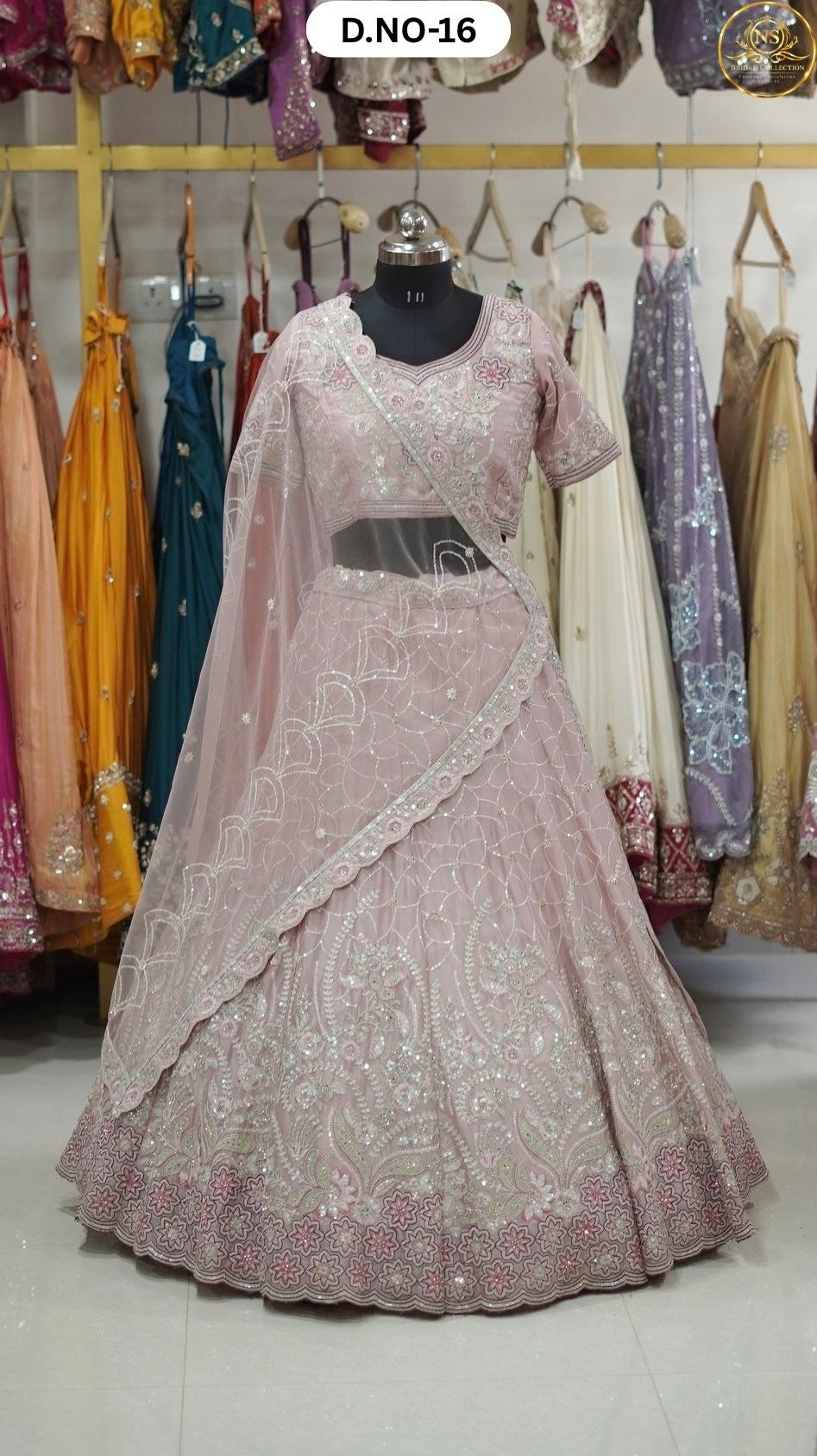Pink Full Embriodery Sider Lehenga – D.NO. 16 – NS Bridal & Groom Collection