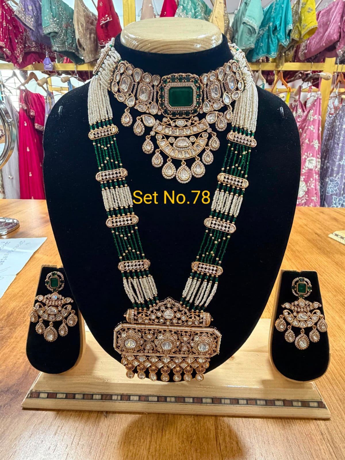 Imperial Emerald &amp; Seed Pearl Layered Bridal Set No - 78