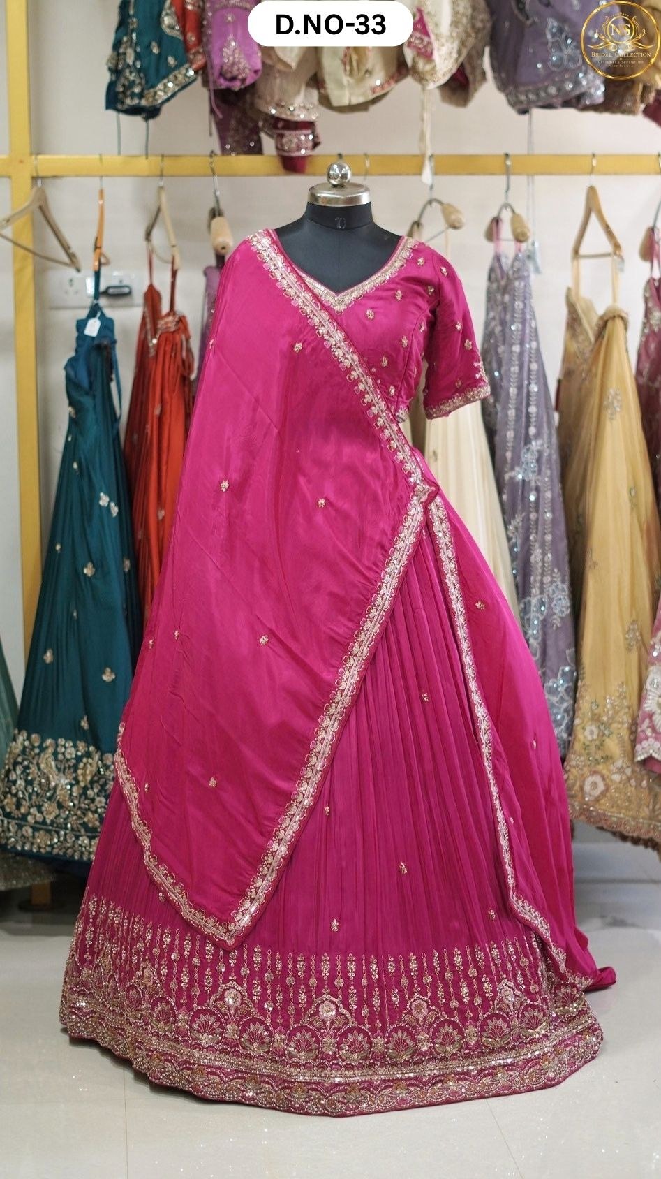Dark Rani Pure Handwork Sider Lehenga – D.NO. 33 – NS Bridal & Groom Collection