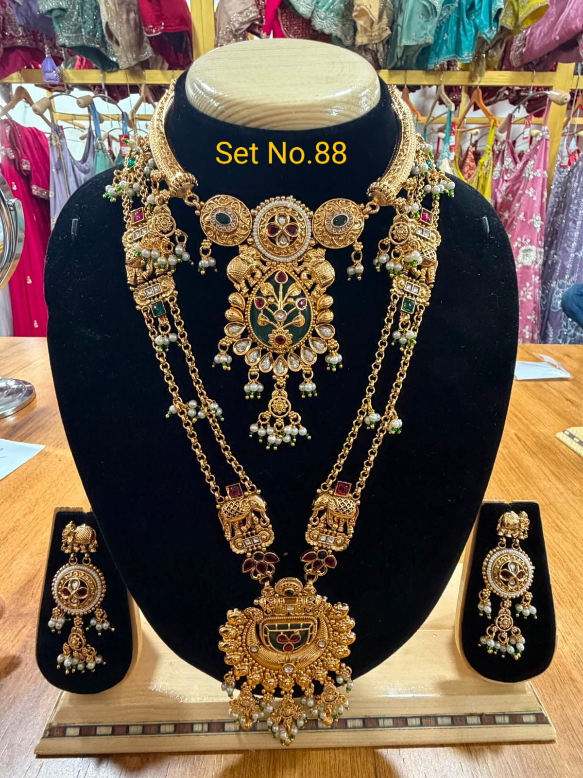 Imperial Antique Gold Layered Temple Bridal Set No - 88