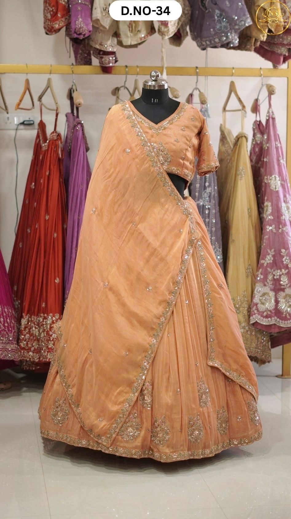 Soft Orange Marwadi Sider Lehenga – D.NO. 34 – NS Bridal & Groom Collection