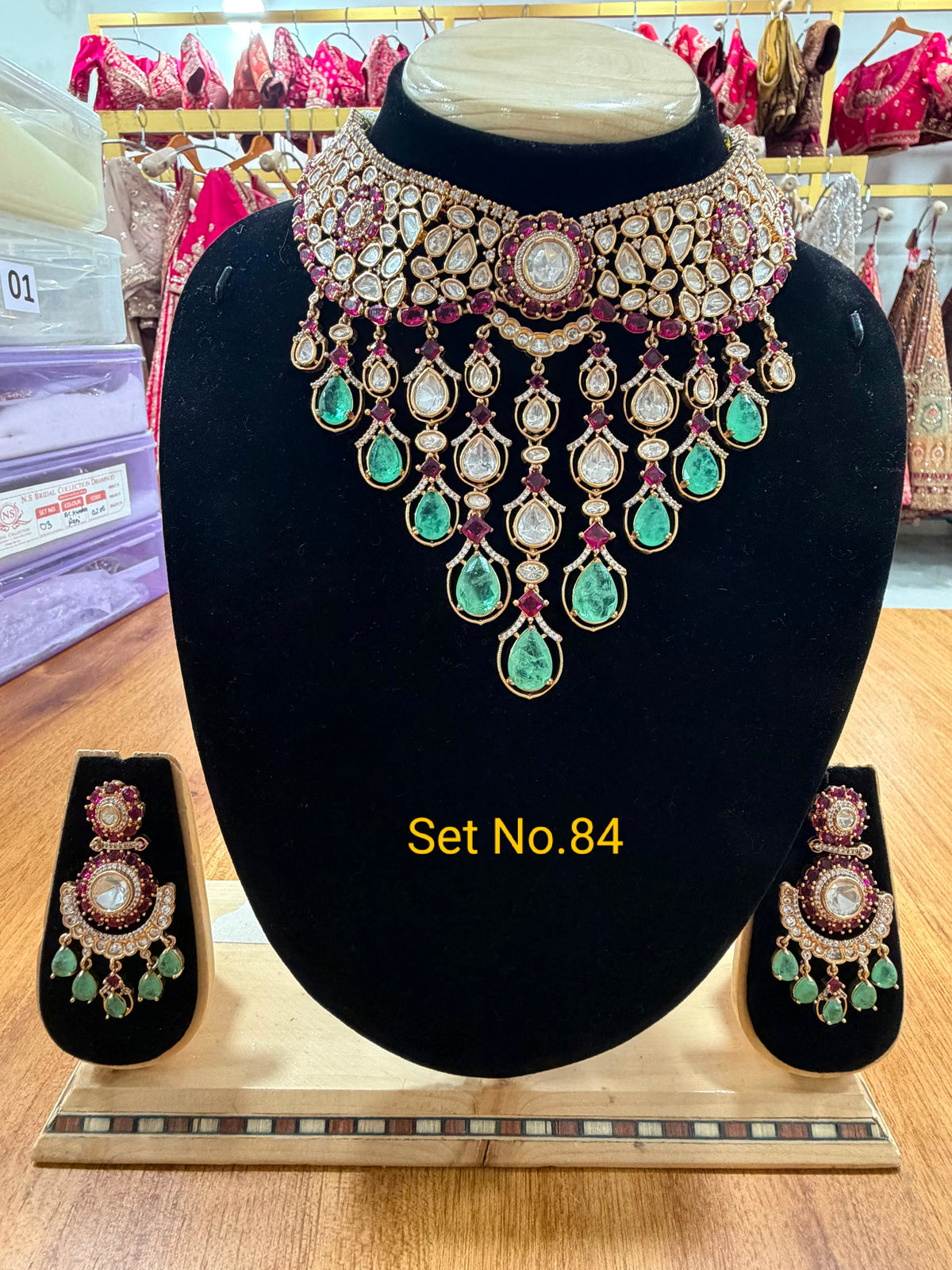 Ruby, Red and Emerald Green Bridal Set No.84