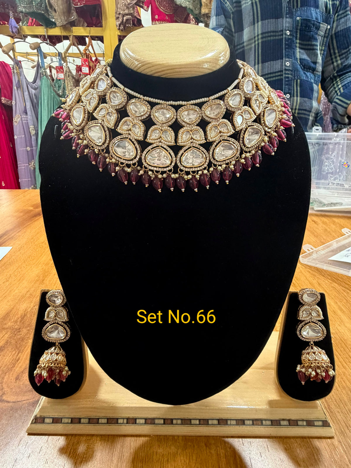 Teardrop Oval and Round Kundan-Style Stones Set No - 66