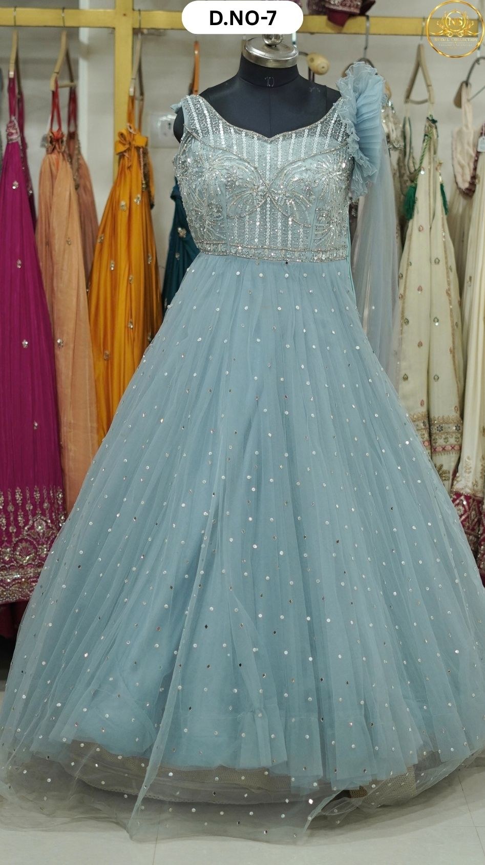 Sider Sky Blue Evening Gown – D.NO. 07 – NS Bridal & Groom Collection