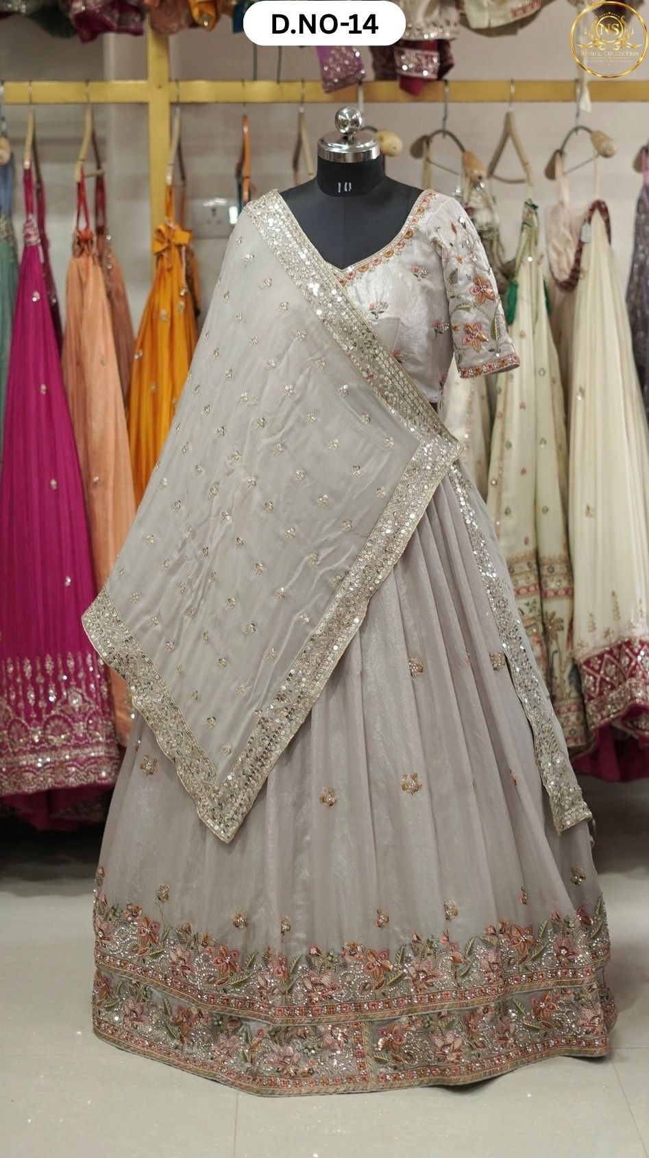 Grey Karani Sider Lehenga – D.NO. 14 – NS Bridal & Groom Collection