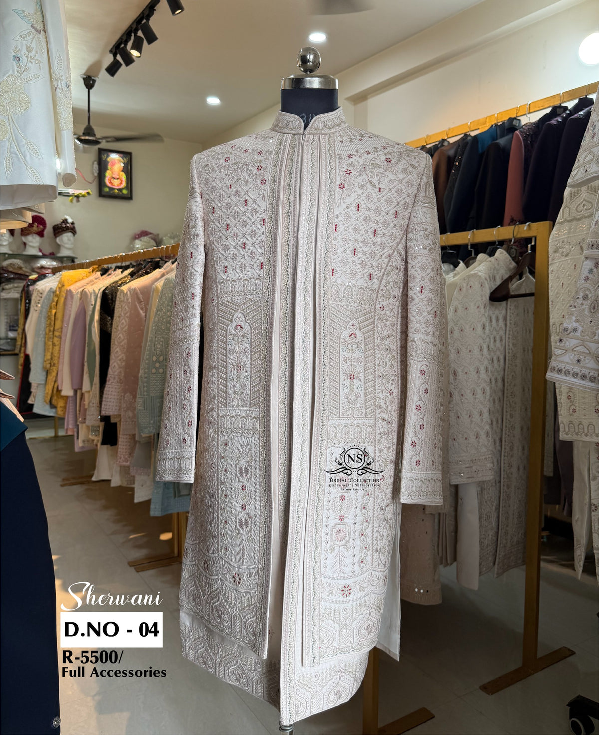 Rose Gold Rajwadi Embroidered Sherwani - D.NO. 04 for groom – NS Bridal & Groom Collection
