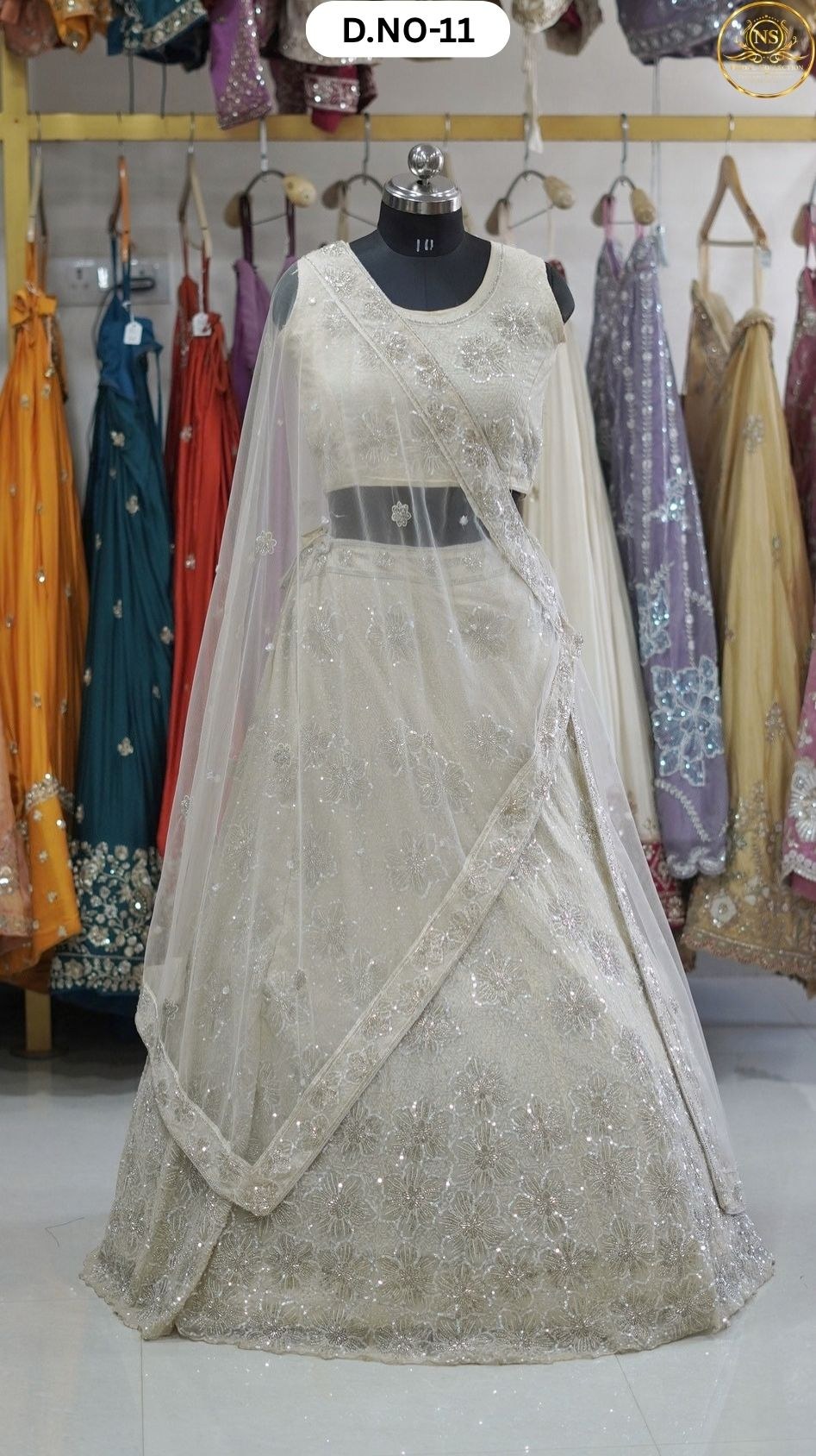 Cream Handwork Heavy Sider Lehenga – D.NO. 11 – NS Bridal & Groom Collection