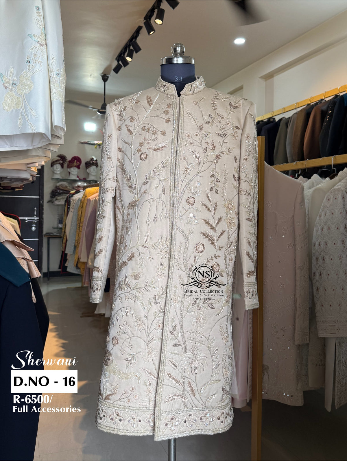 Heavy Golden Zardozi Work Sherwani - D.NO. 16 for groom – NS Bridal & Groom Collection
