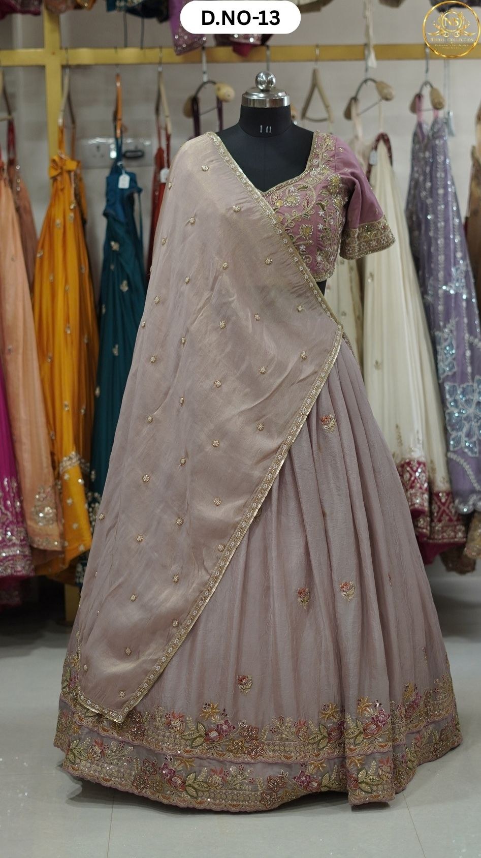 Onion Pink Karani Sider Lehenga – D.NO. 13 – NS Bridal & Groom Collection