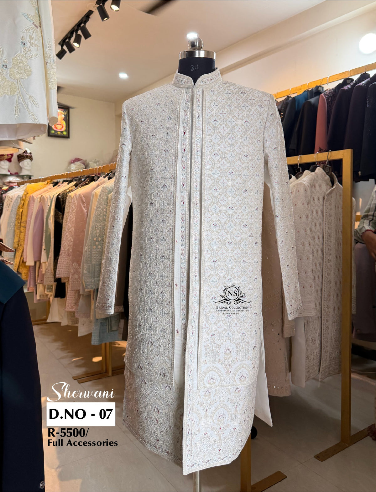 Cream Double Layer Soft Red Accent Sherwani - D.NO. 07 for groom – NS Bridal & Groom Collection
