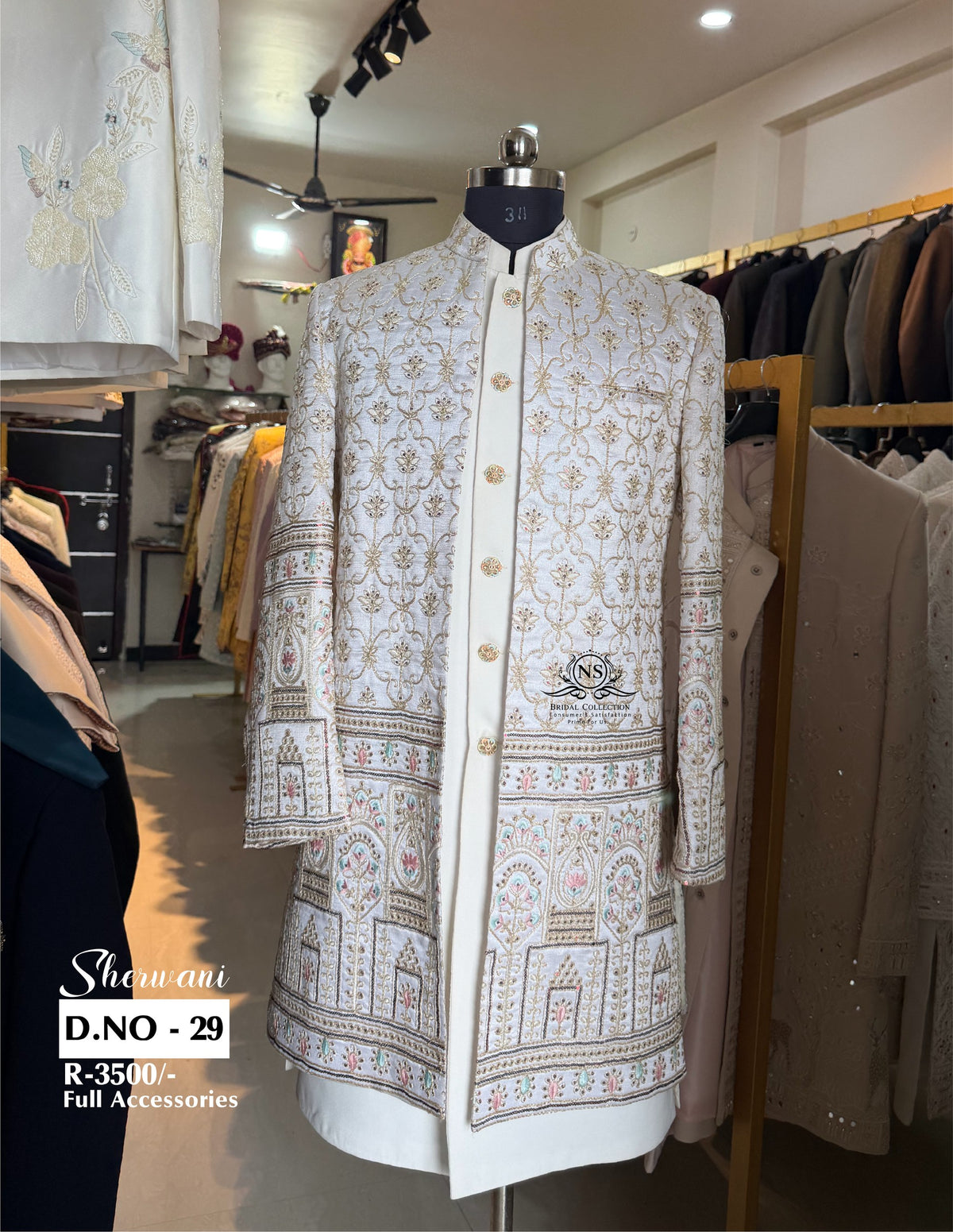 Open Jacket Multi-Thread Work Sherwani - D.NO. 29 for groom – NS Bridal & Groom Collection