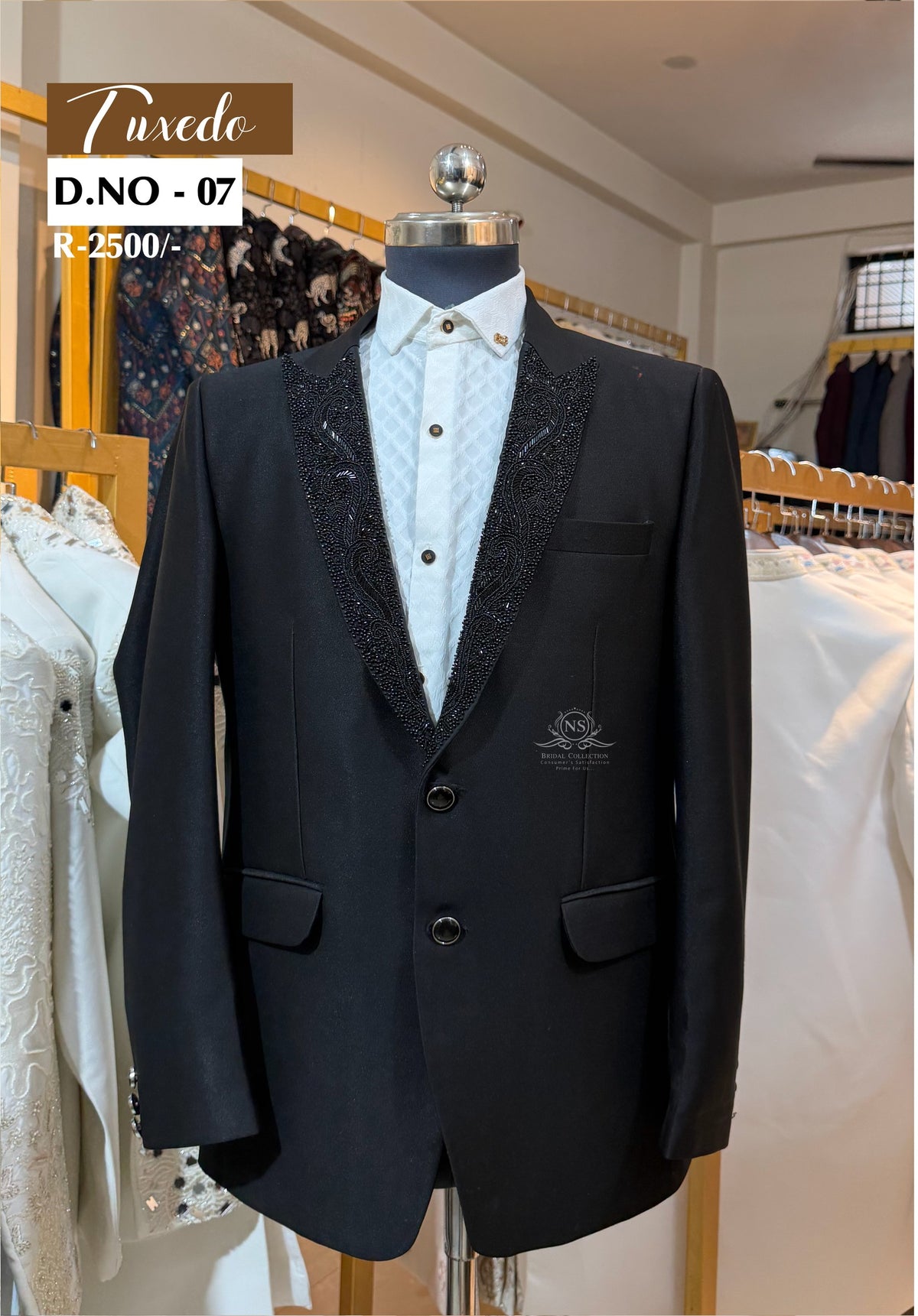 Black Lapel Handwork On Touch Tuxedo - D.NO. 07 – NS Bridal & Groom Collection