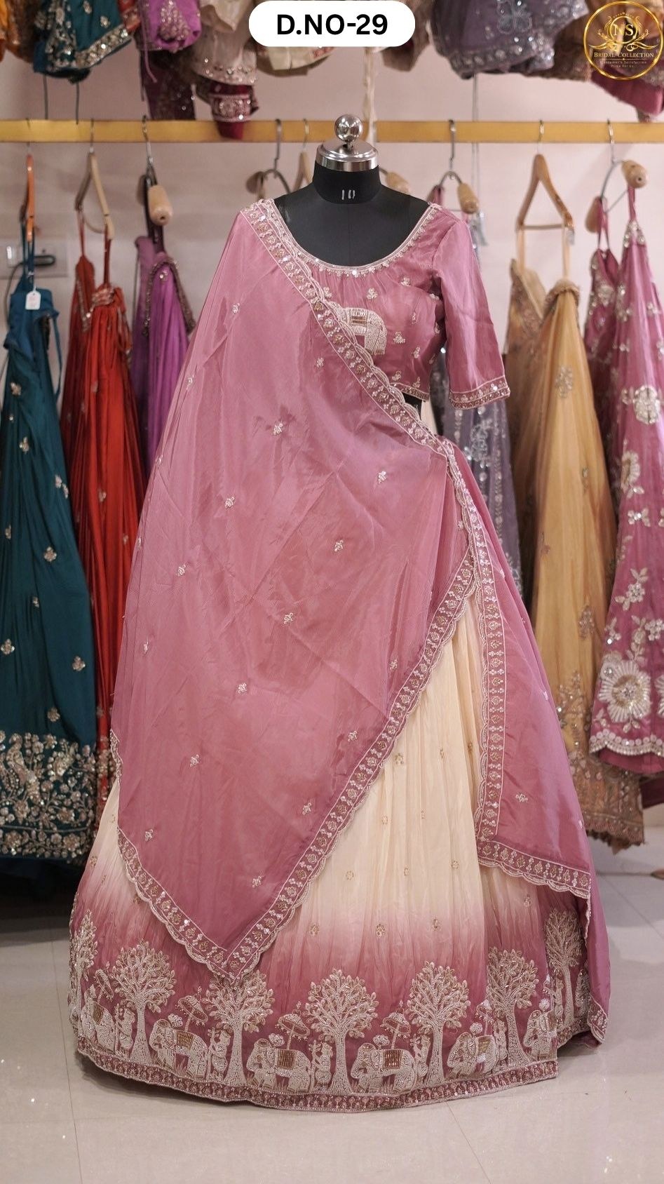 White Onion Pink Shaded Sider Lehenga – D.NO. 29 – NS Bridal & Groom Collection