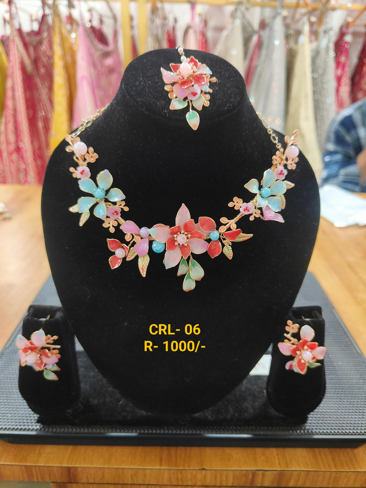 Rezin Art Multi Color Floral Jewellery Set – CRL-J-06 – NS Bridal & Groom Collection