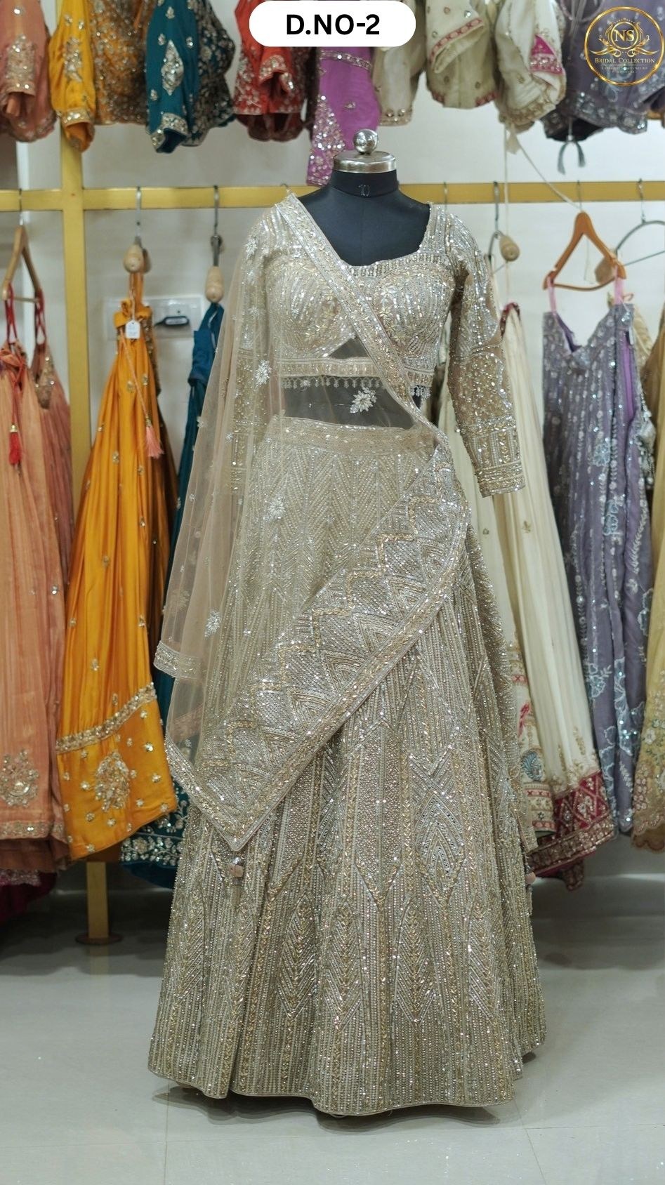 Schampion Gold Full Sequence Heavy Full Slives Bridal Croptop – D.NO. 02 – NS Bridal & Groom Collection