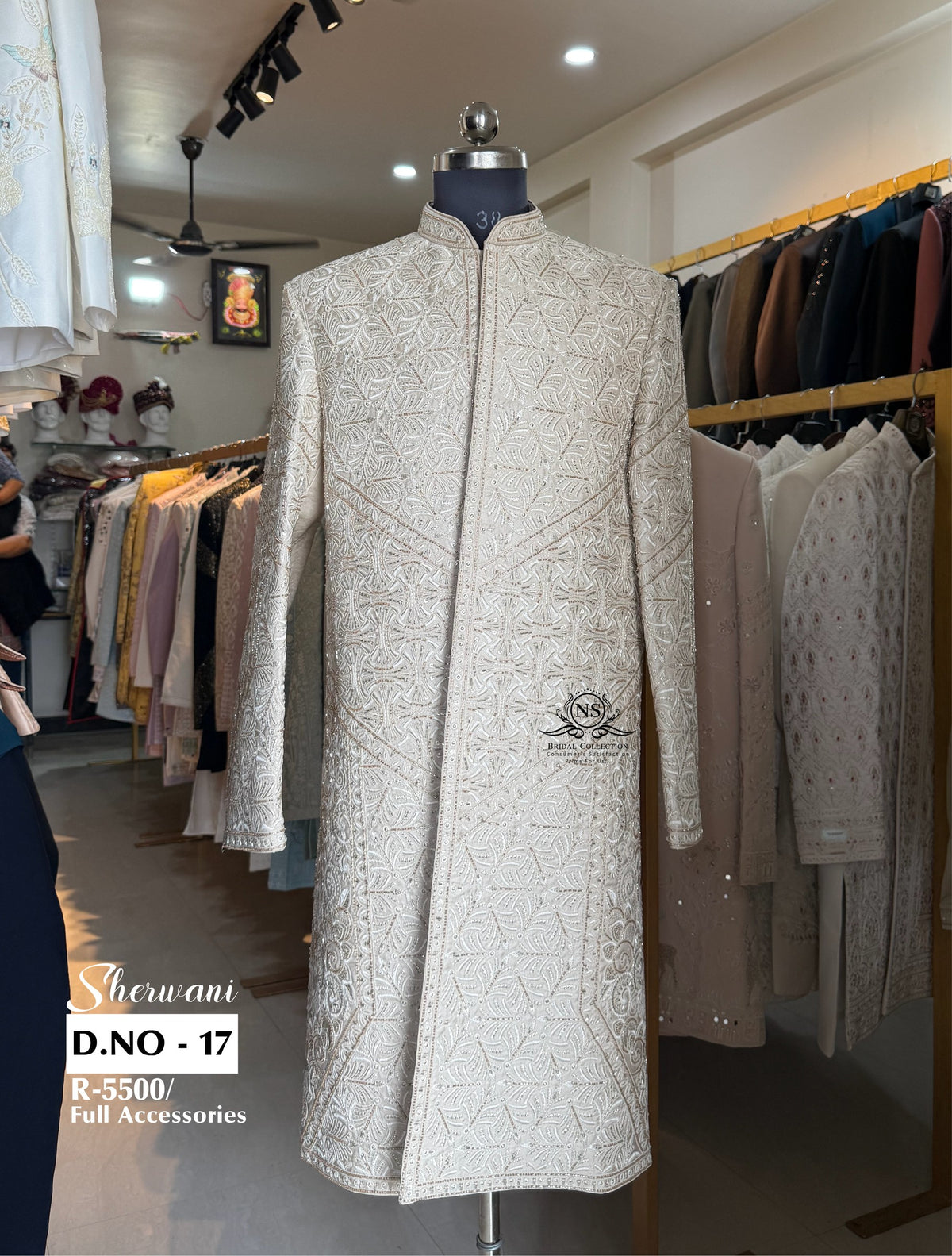 Golden Bead Work Sherwani - D.NO. 17 for groom – NS Bridal & Groom Collection