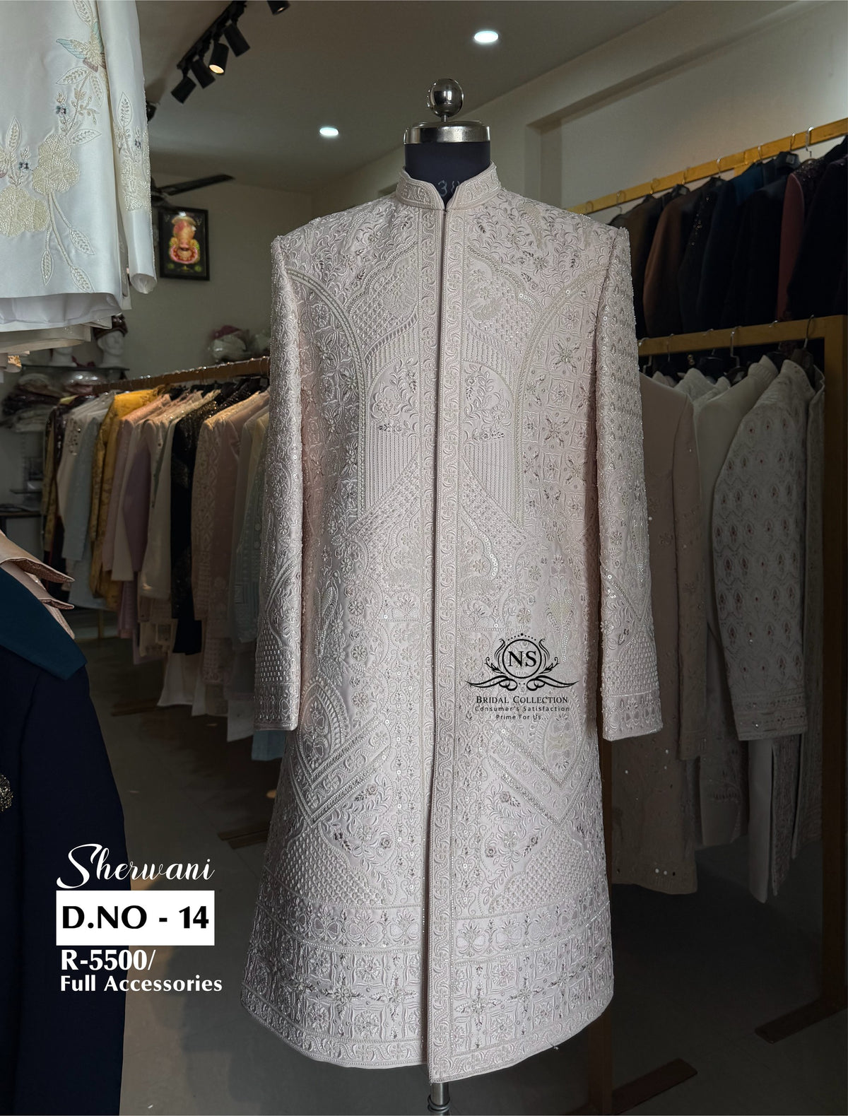 Rose Gold Bead Work Sherwani - D.NO. 14 for groom – NS Bridal & Groom Collection
