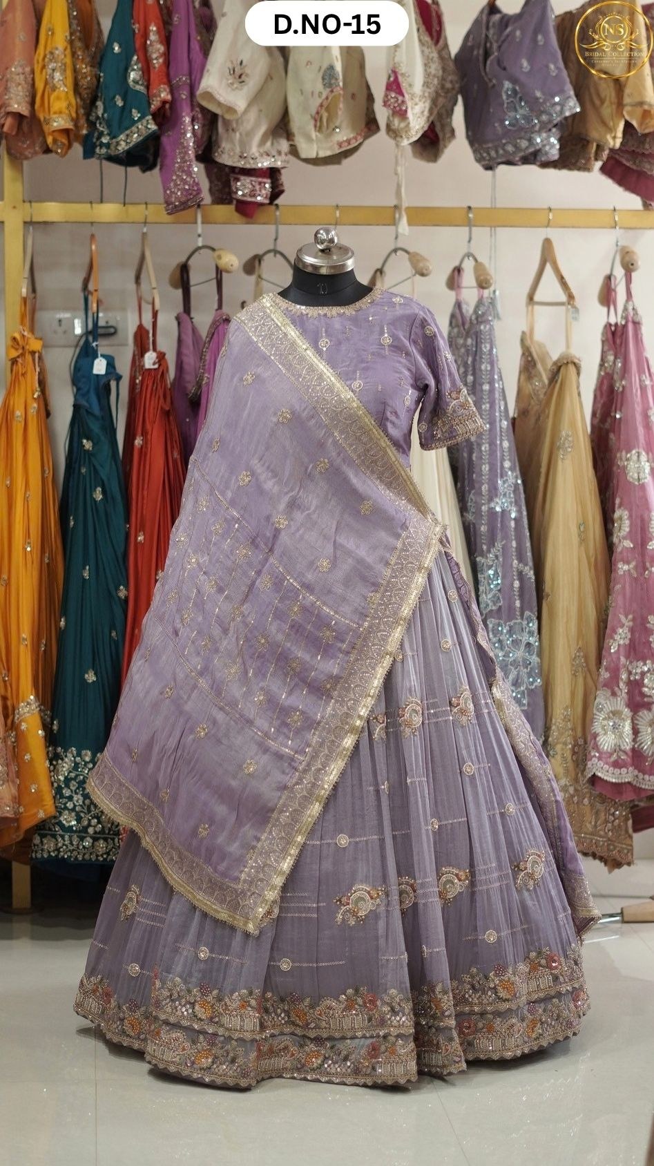 Levender Khaddi Karni Sider Lehenga – D.NO. 15 – NS Bridal & Groom Collection