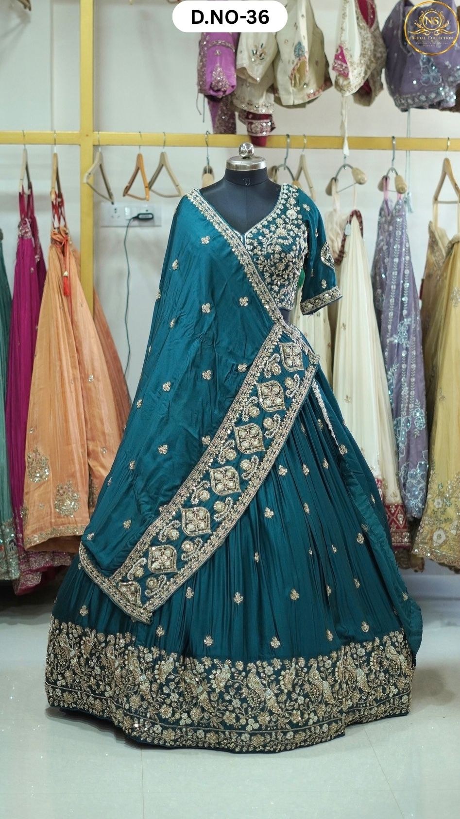 Dark Rama Green Handwork Sider Lehenga – D.NO. 36 – NS Bridal & Groom Collection