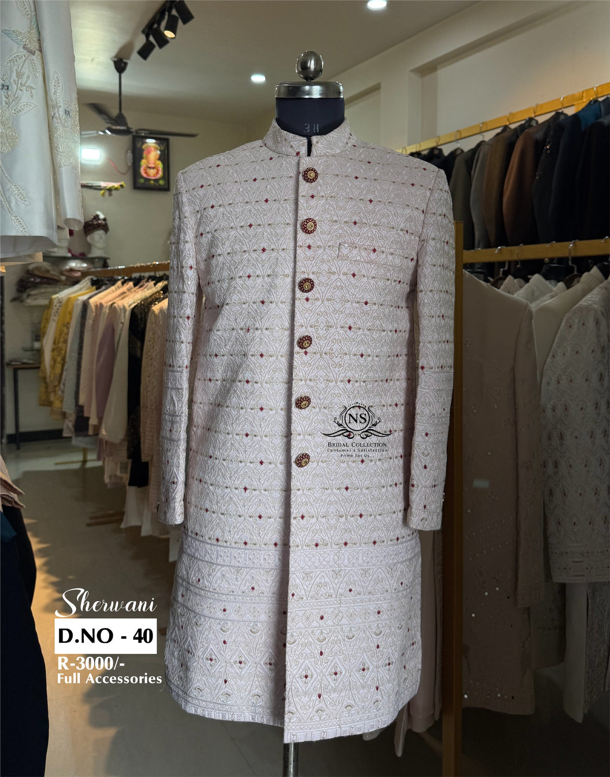 Pink & Maroon Floral Heavy Metal Button Sherwani - D.NO. 40 for groom – NS Bridal & Groom Collection