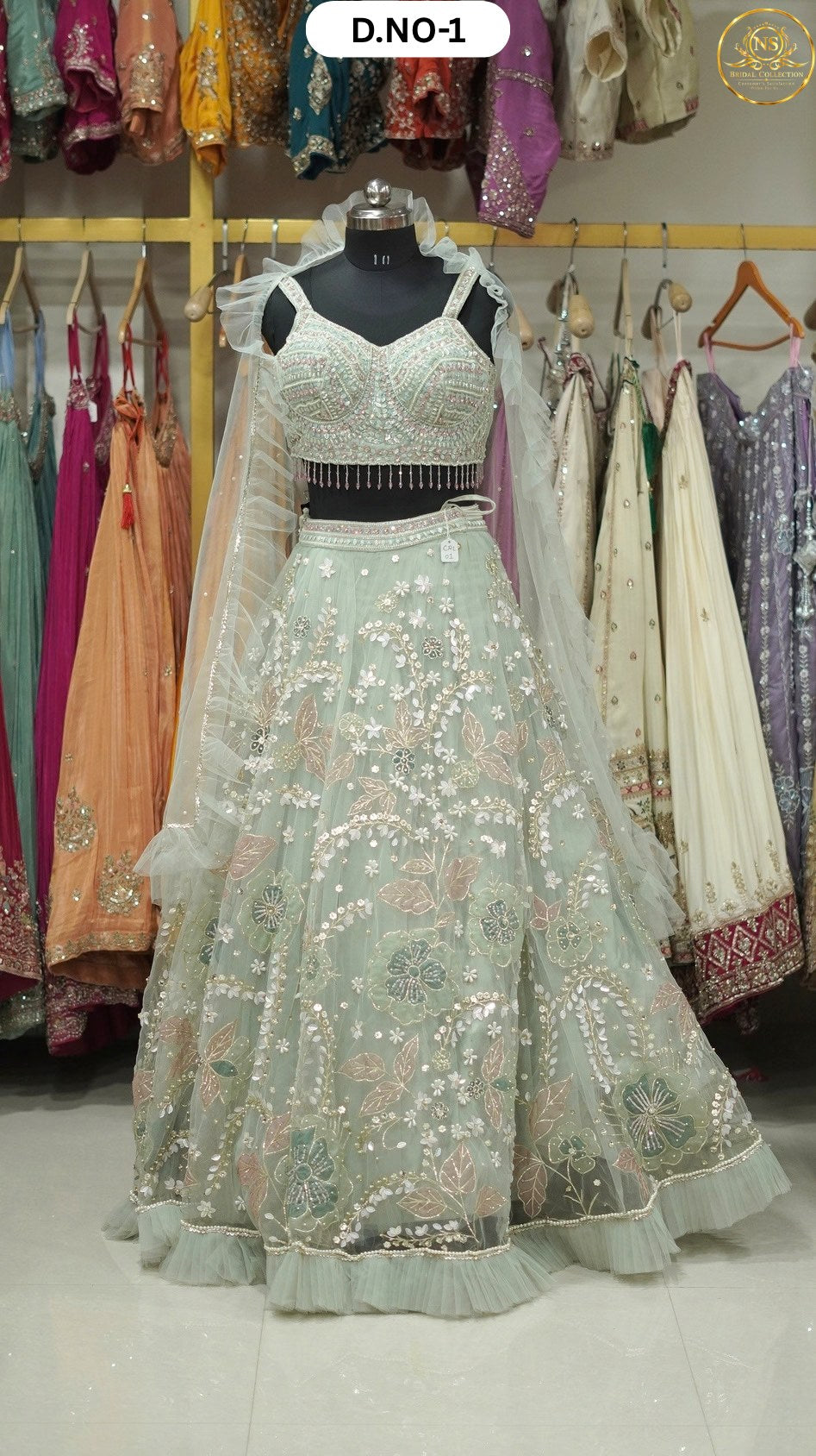 Mint Carnival Lehenga – D.NO. 01 – NS Bridal & Groom Collection
