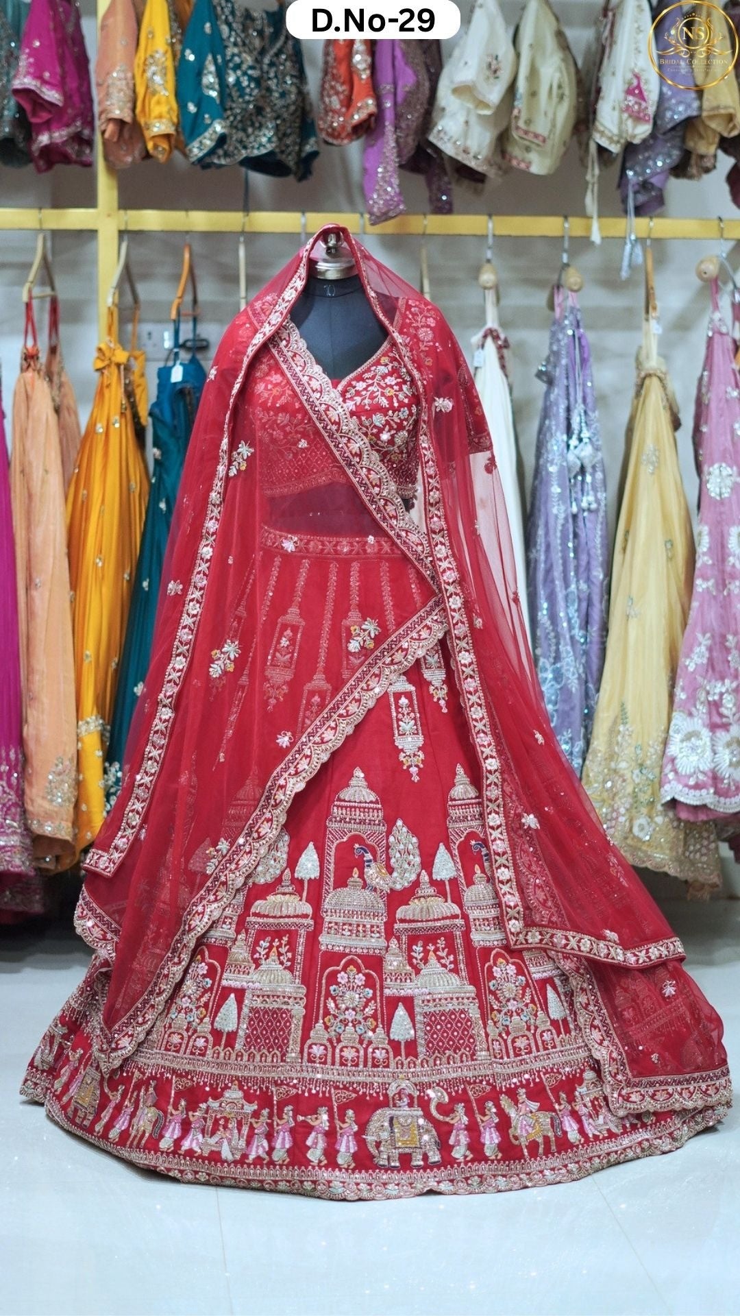 Red Embroidered Heritage Bridal Lehenga - D.NO. 29 – NS Bridal & Groom Collection