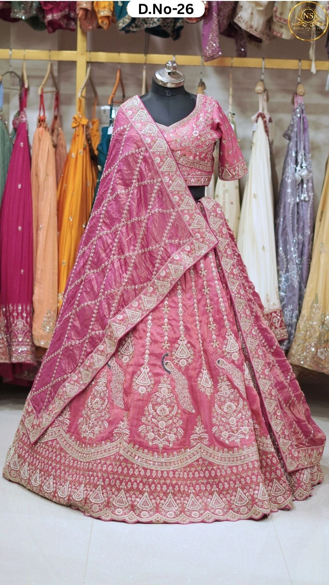 Baby Pink Embroidered Heritage Bridal Lehenga - D.NO. 26 – NS Bridal & Groom Collection