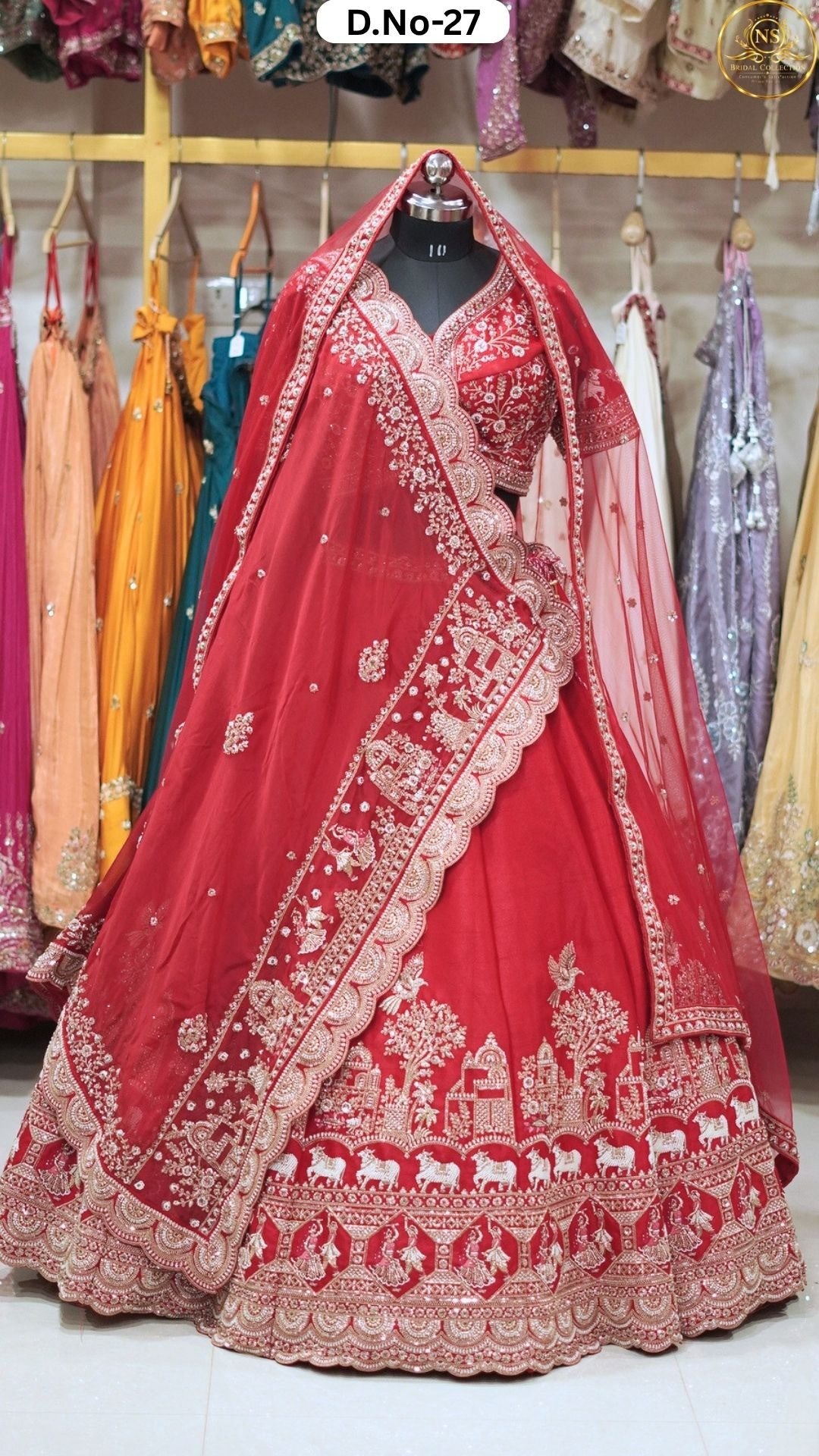 Red Embroidered Heritage Bridal Lehenga - D.NO. 27 – NS Bridal & Groom Collection