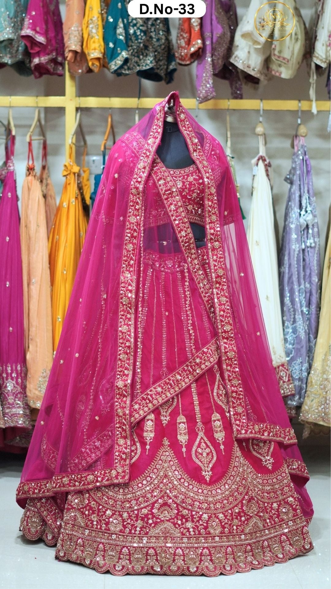 Hot Pink Embroidered Heritage Bridal Lehenga - D.NO. 33 – NS Bridal & Groom Collection
