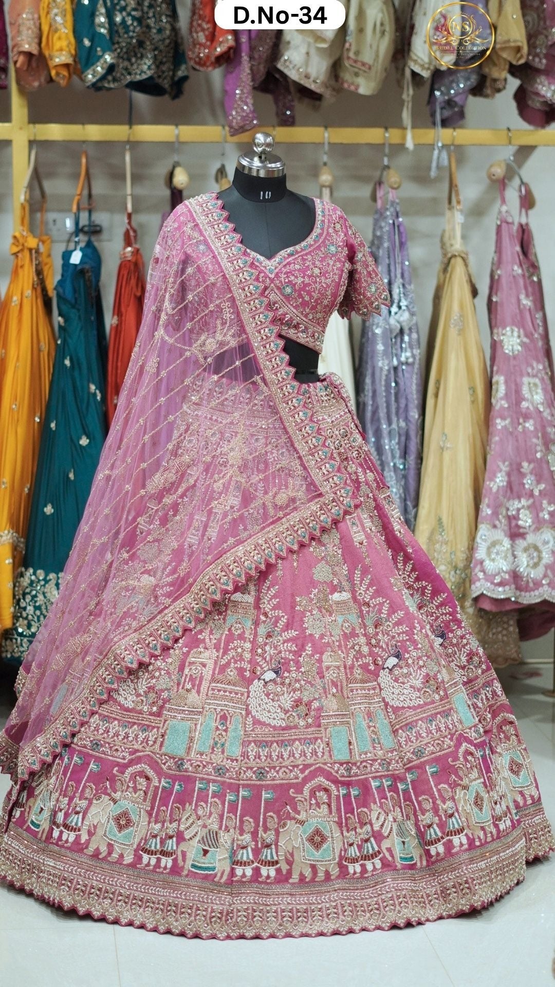 Baby Pink Embroidered Heritage Bridal Lehenga - D.NO. 34 – NS Bridal & Groom Collection