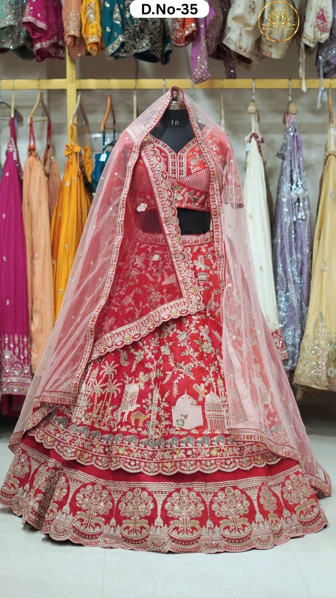 Red Embroidered Heritage Bridal Lehenga - D.NO. 35 – NS Bridal & Groom Collection